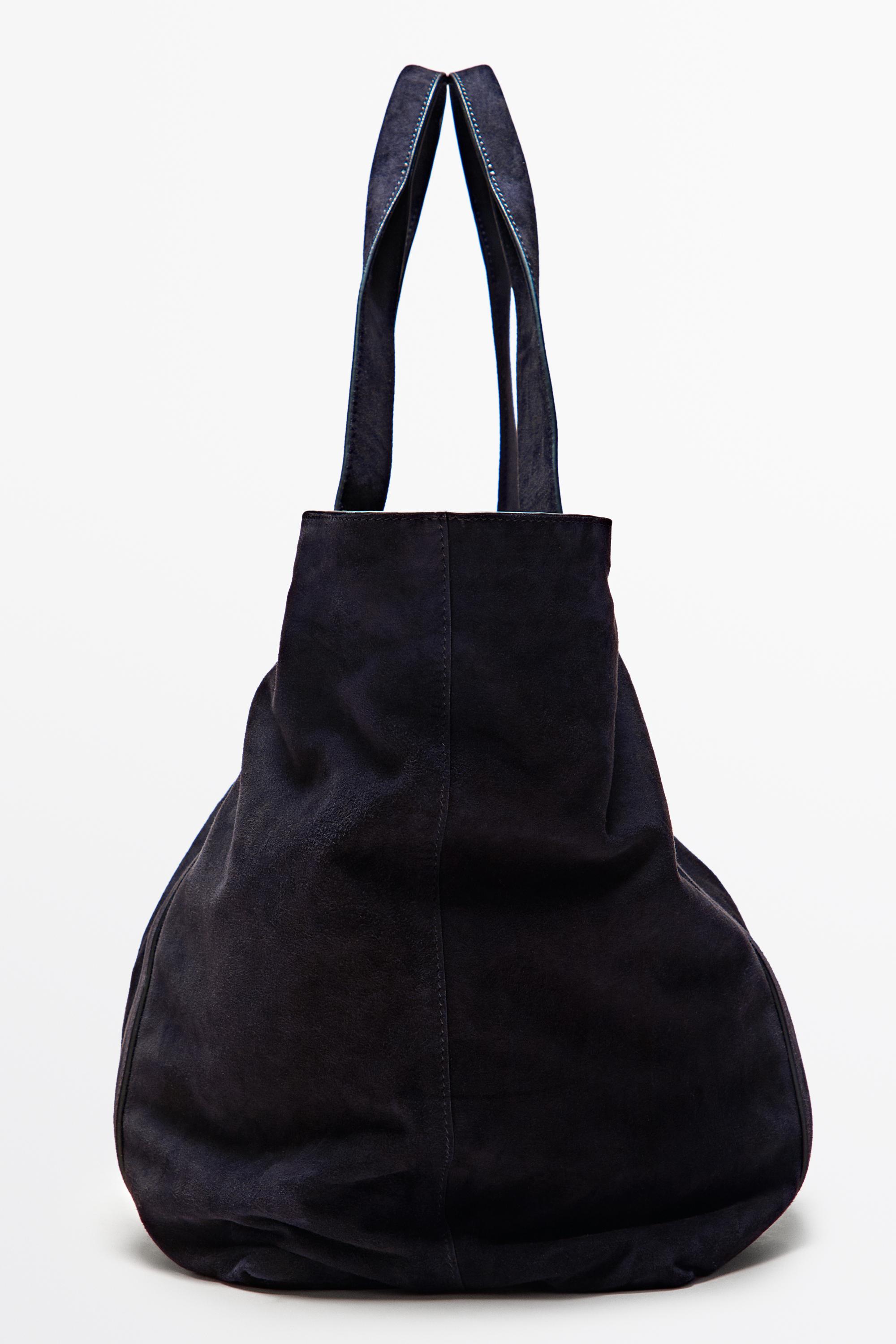 Split suede leather tote bag Navy Blue