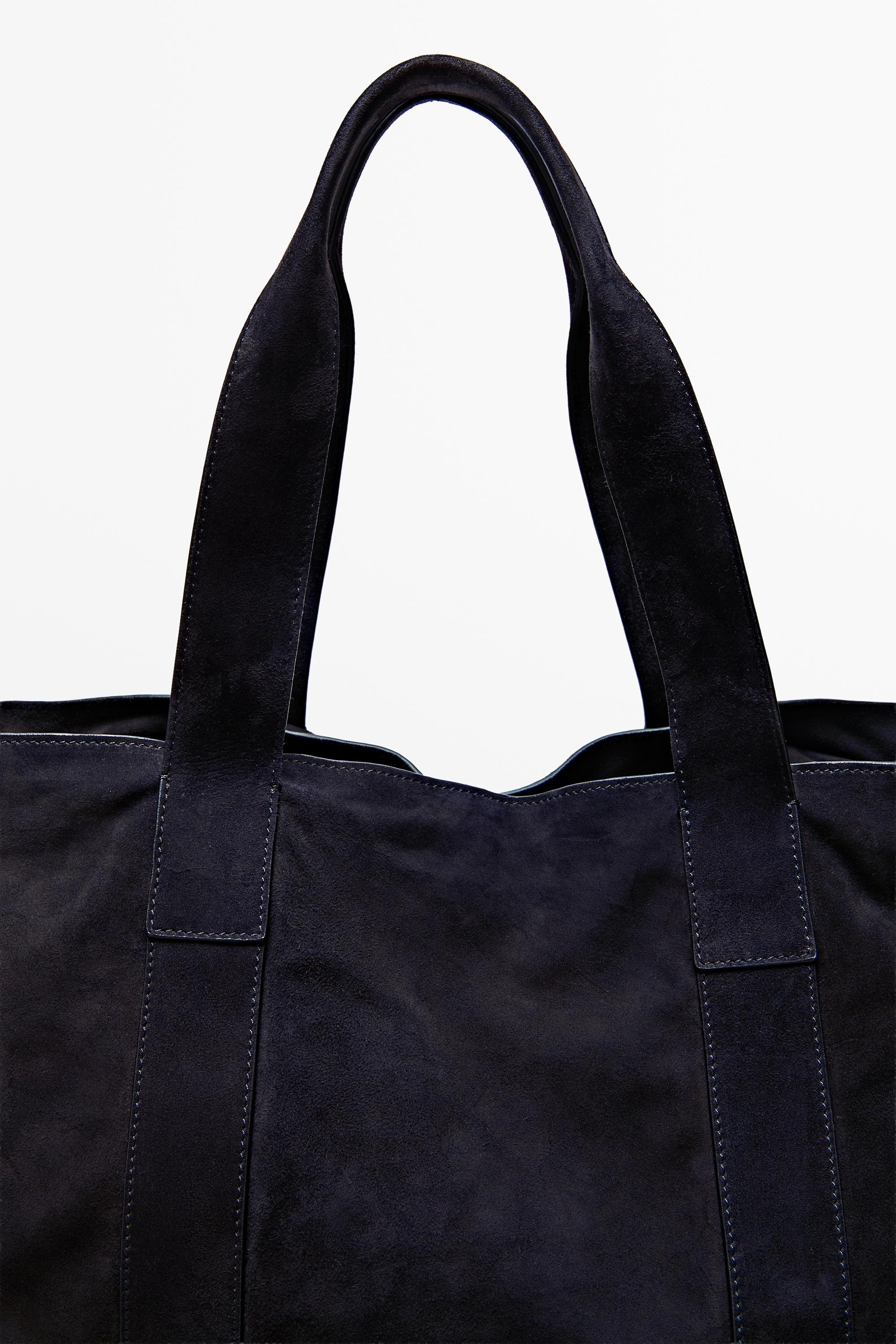 Split suede leather tote bag Navy Blue