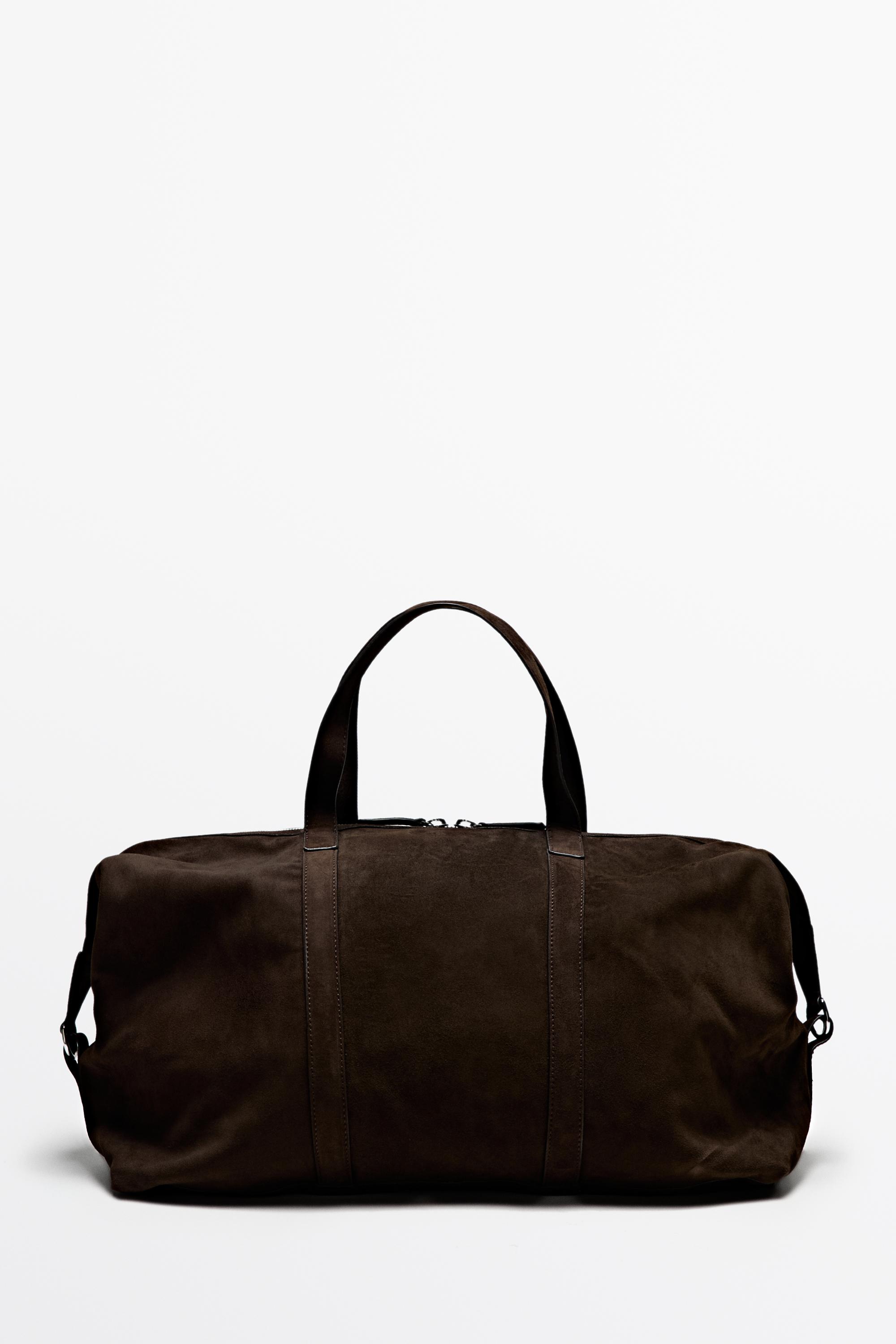 Split suede leather sport bag Chocolate