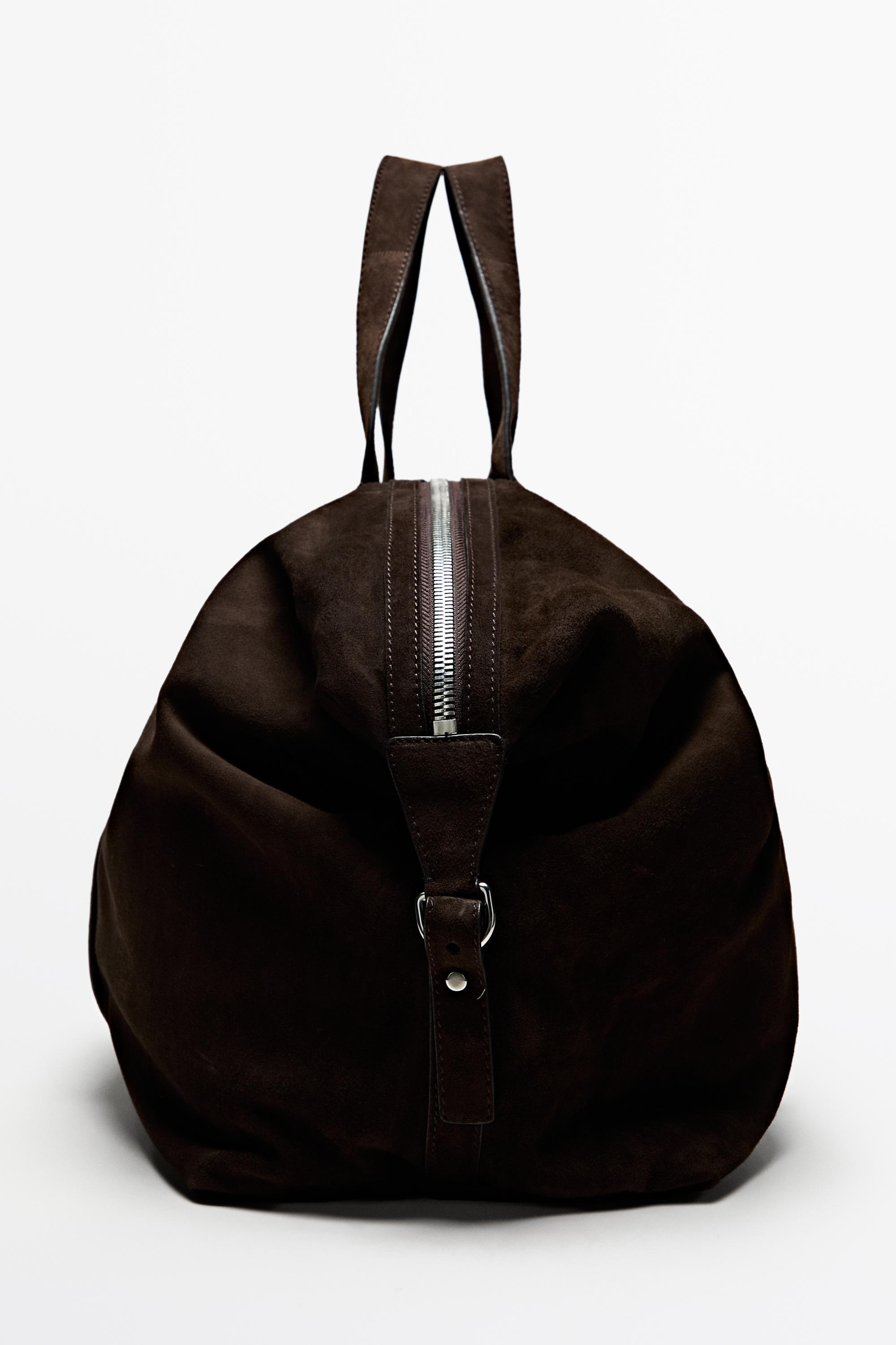 Split suede leather sport bag Chocolate