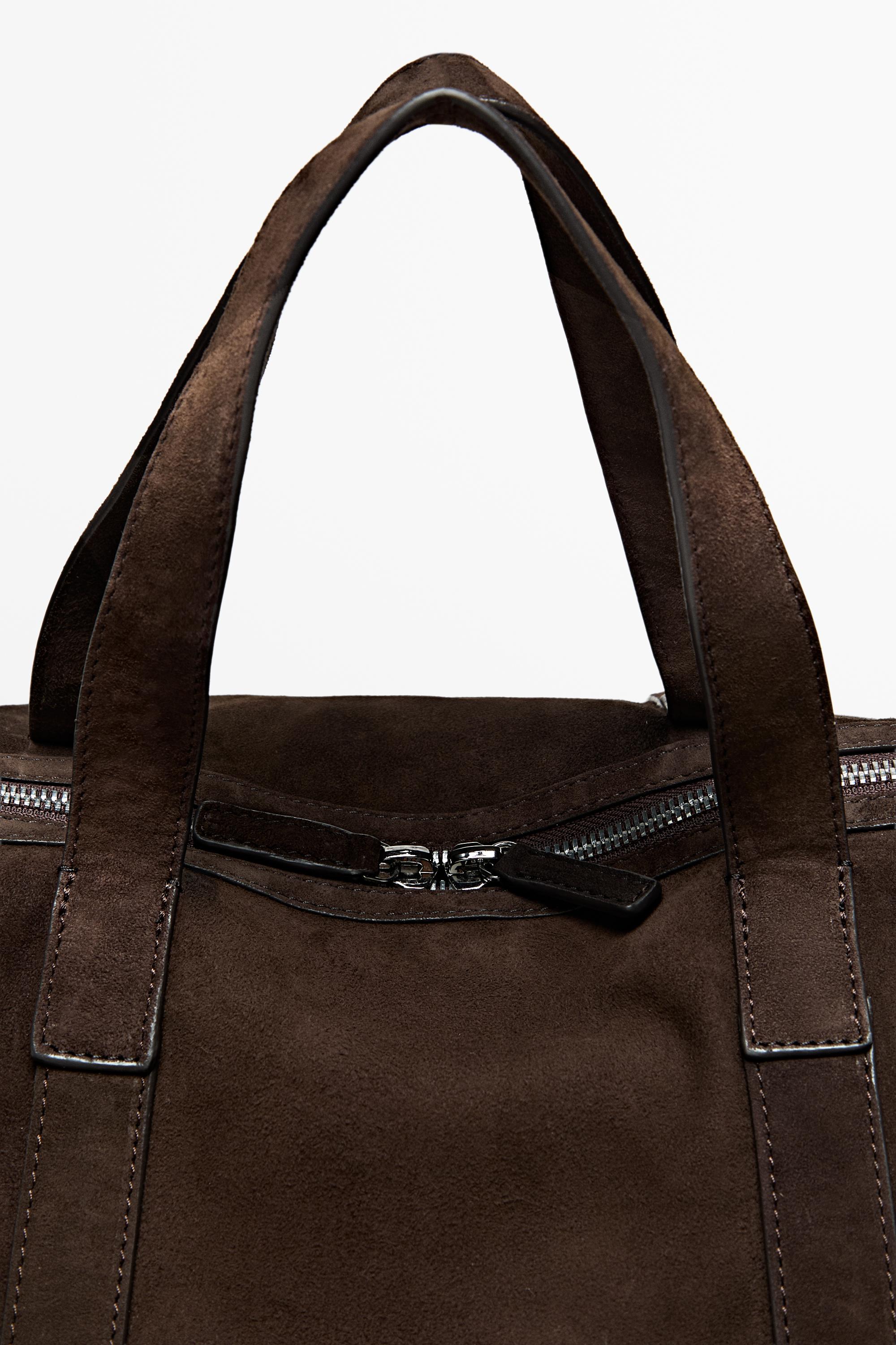 Split suede leather sport bag Chocolate