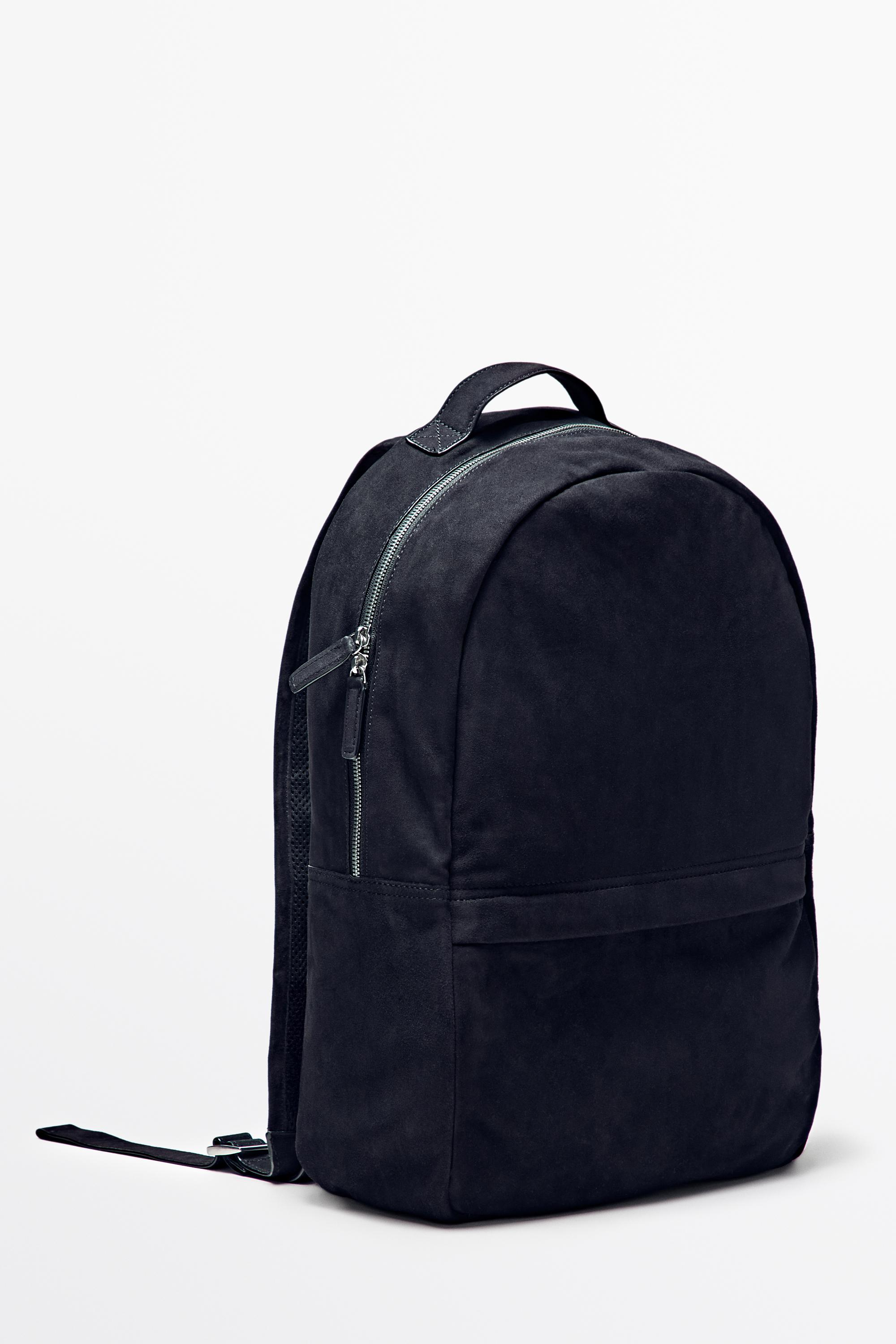 Suede leather backpack Navy Blue