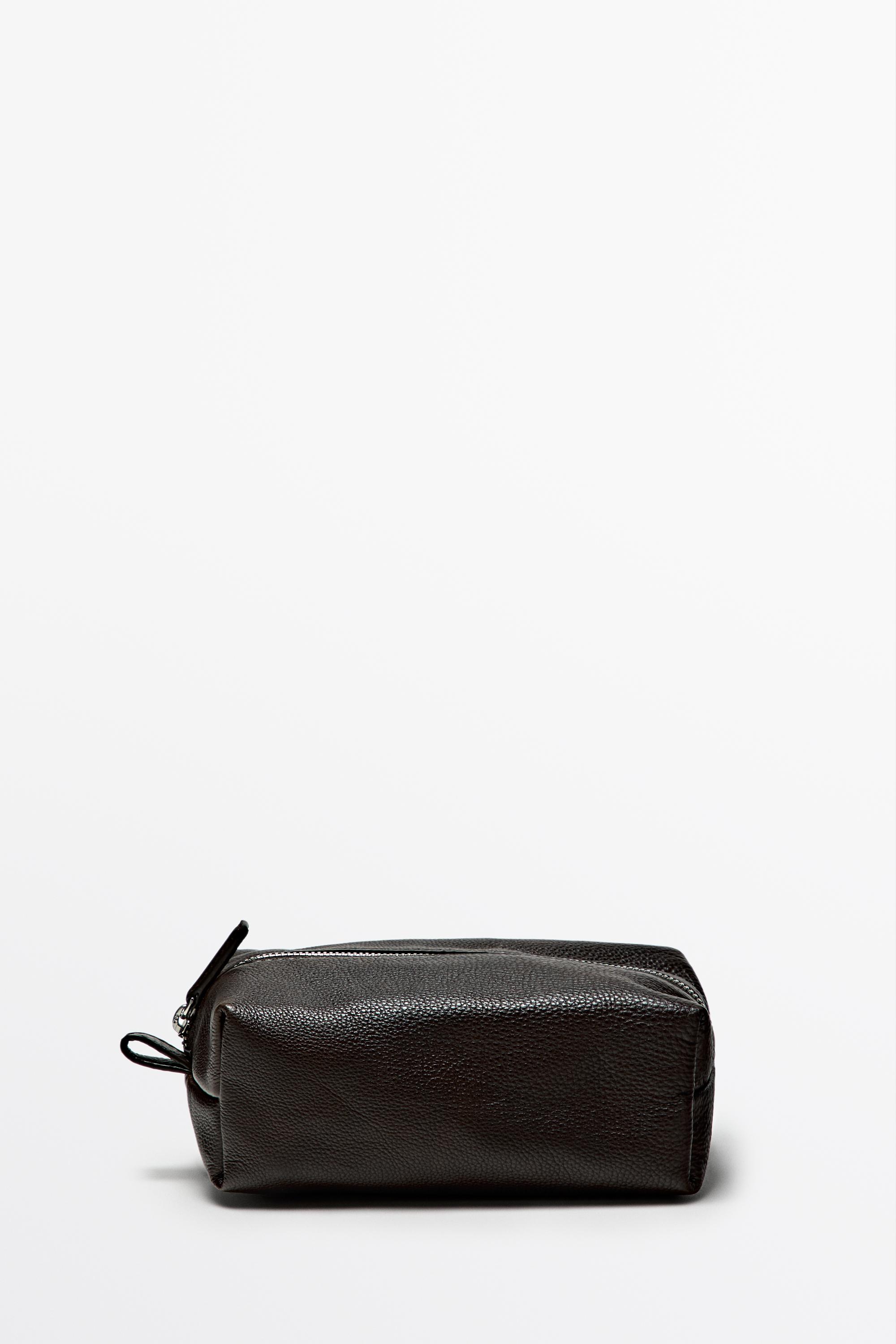 Mini nappa leather toiletry bag Brown