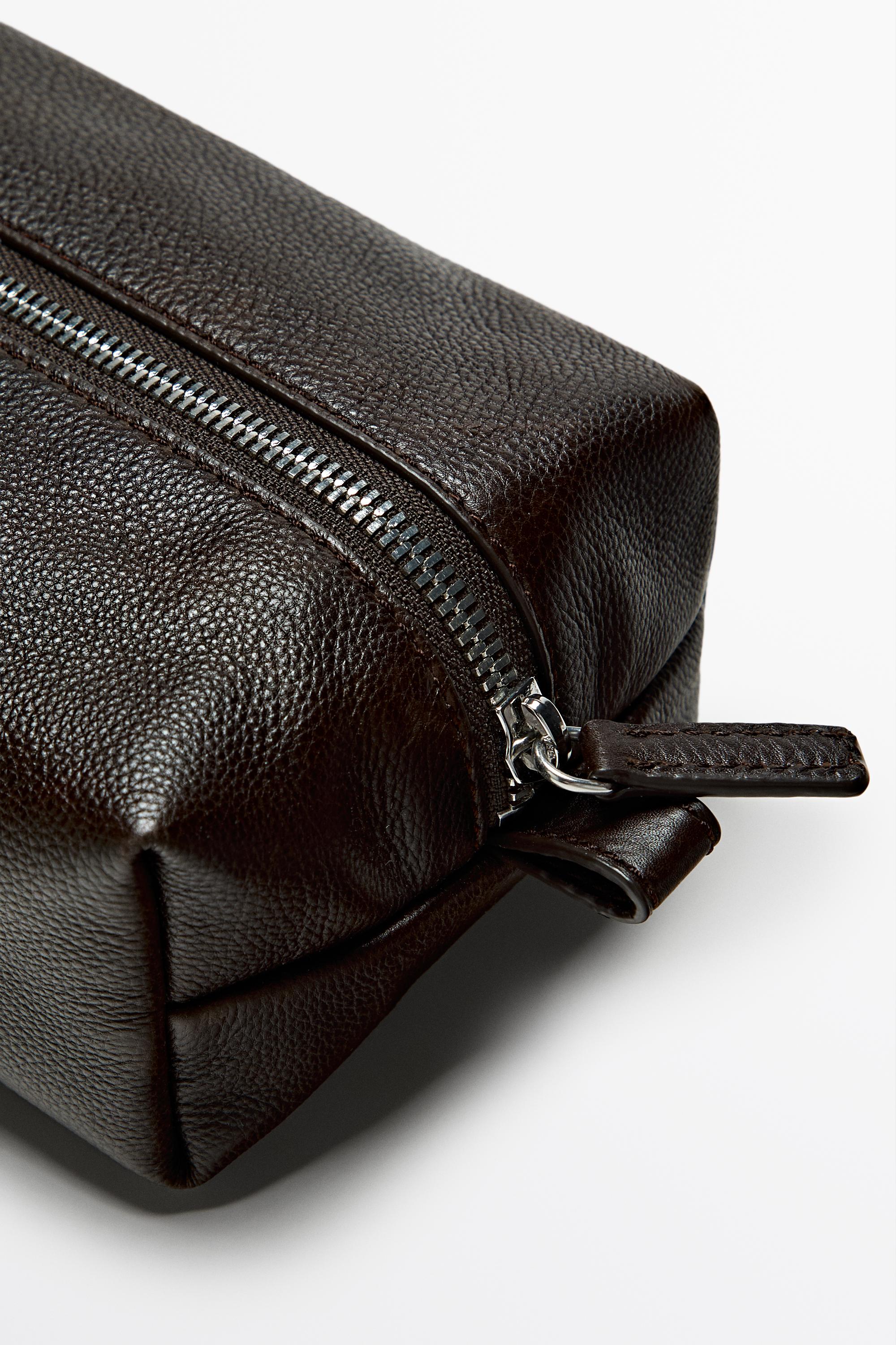 Mini nappa leather toiletry bag Brown