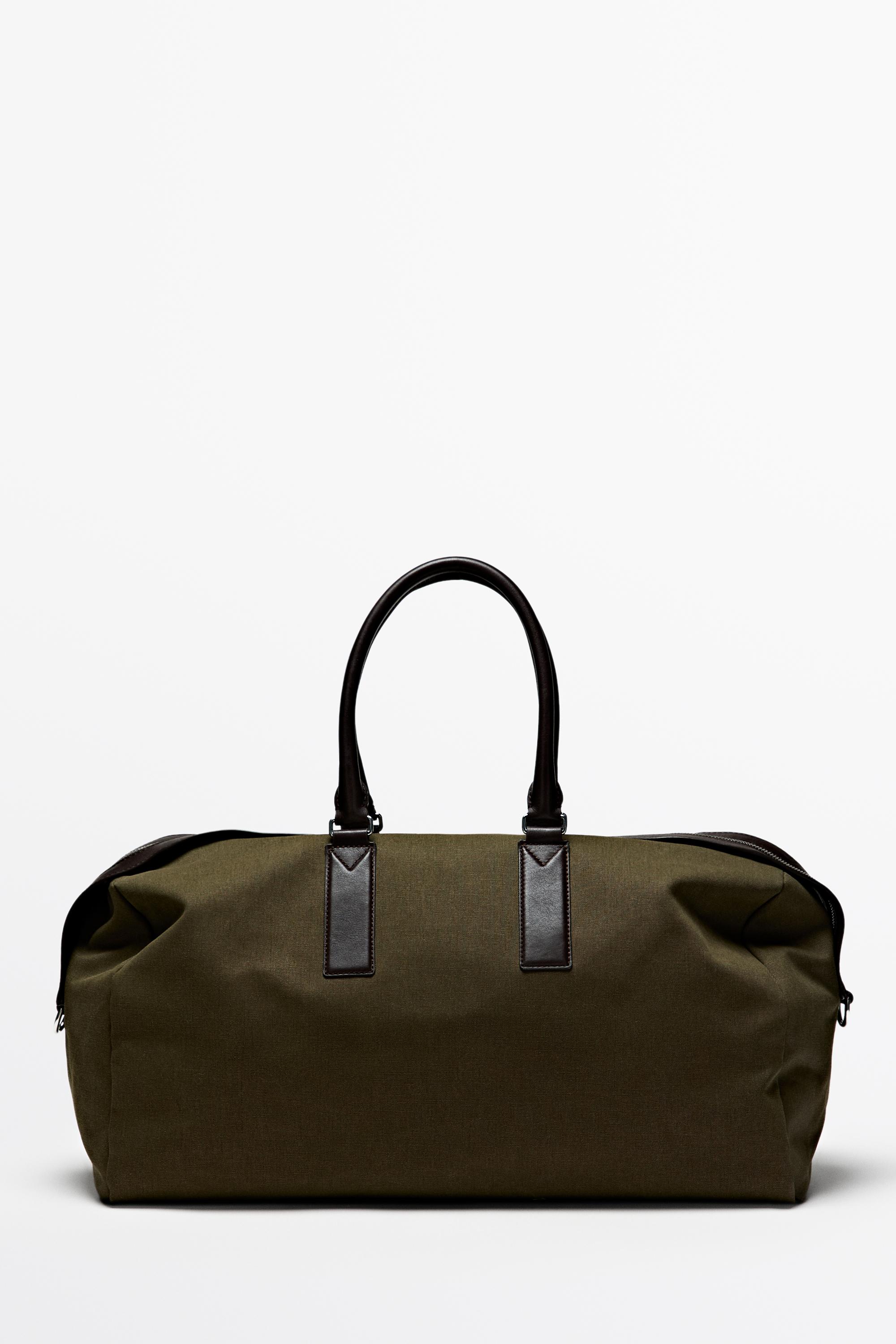 Nappa leather detail travel bag Khaki