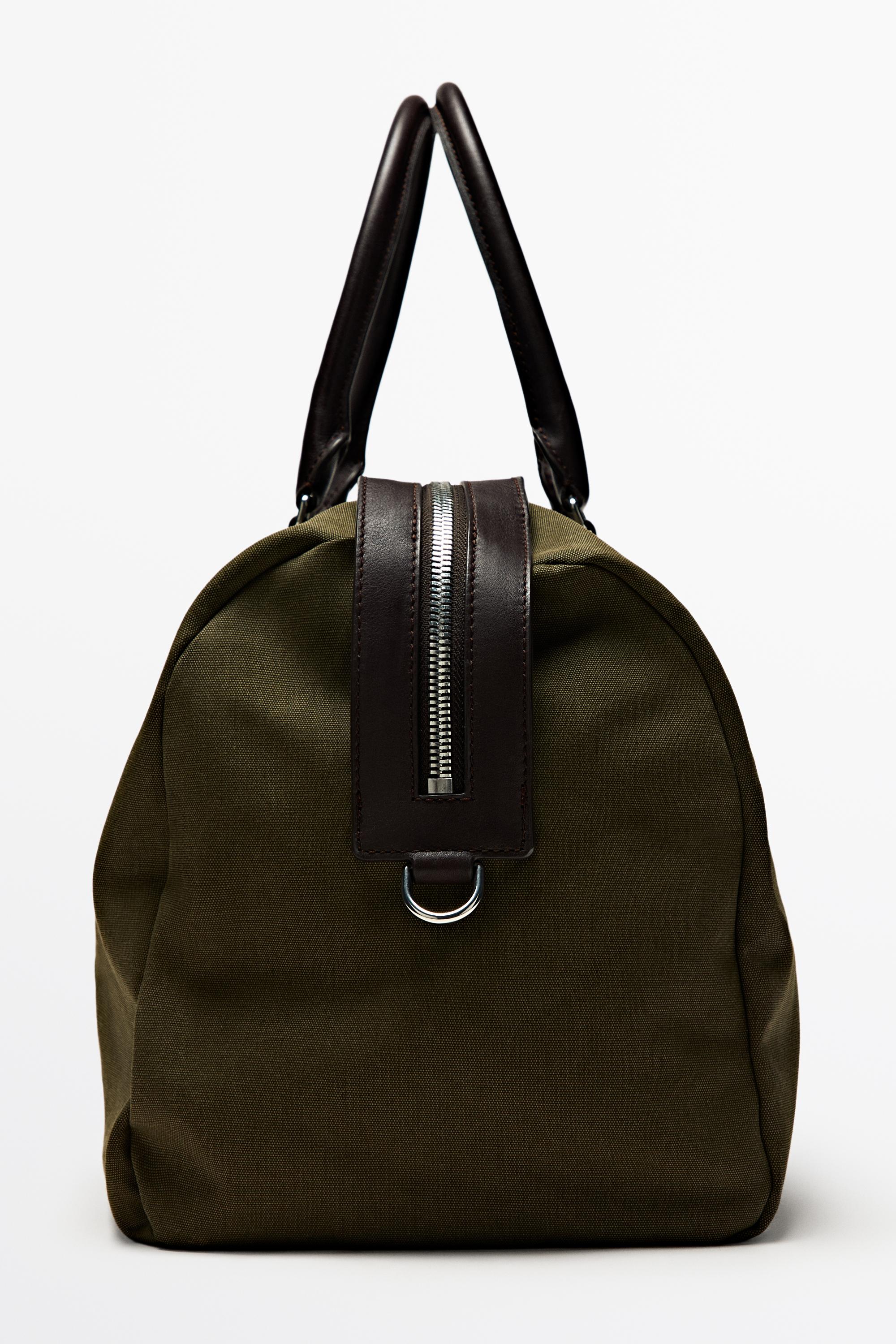 Nappa leather detail travel bag Khaki