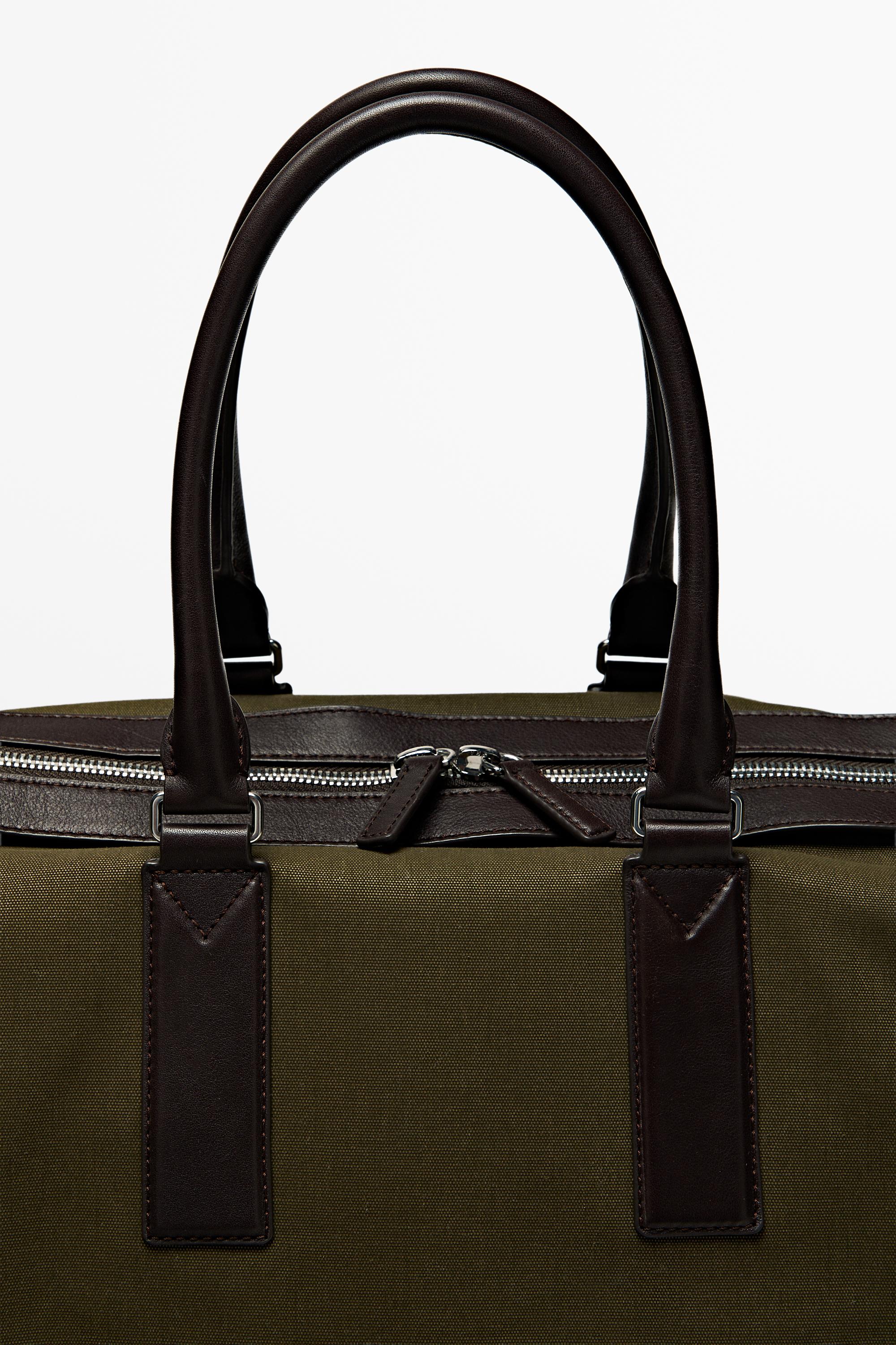 Nappa leather detail travel bag Khaki