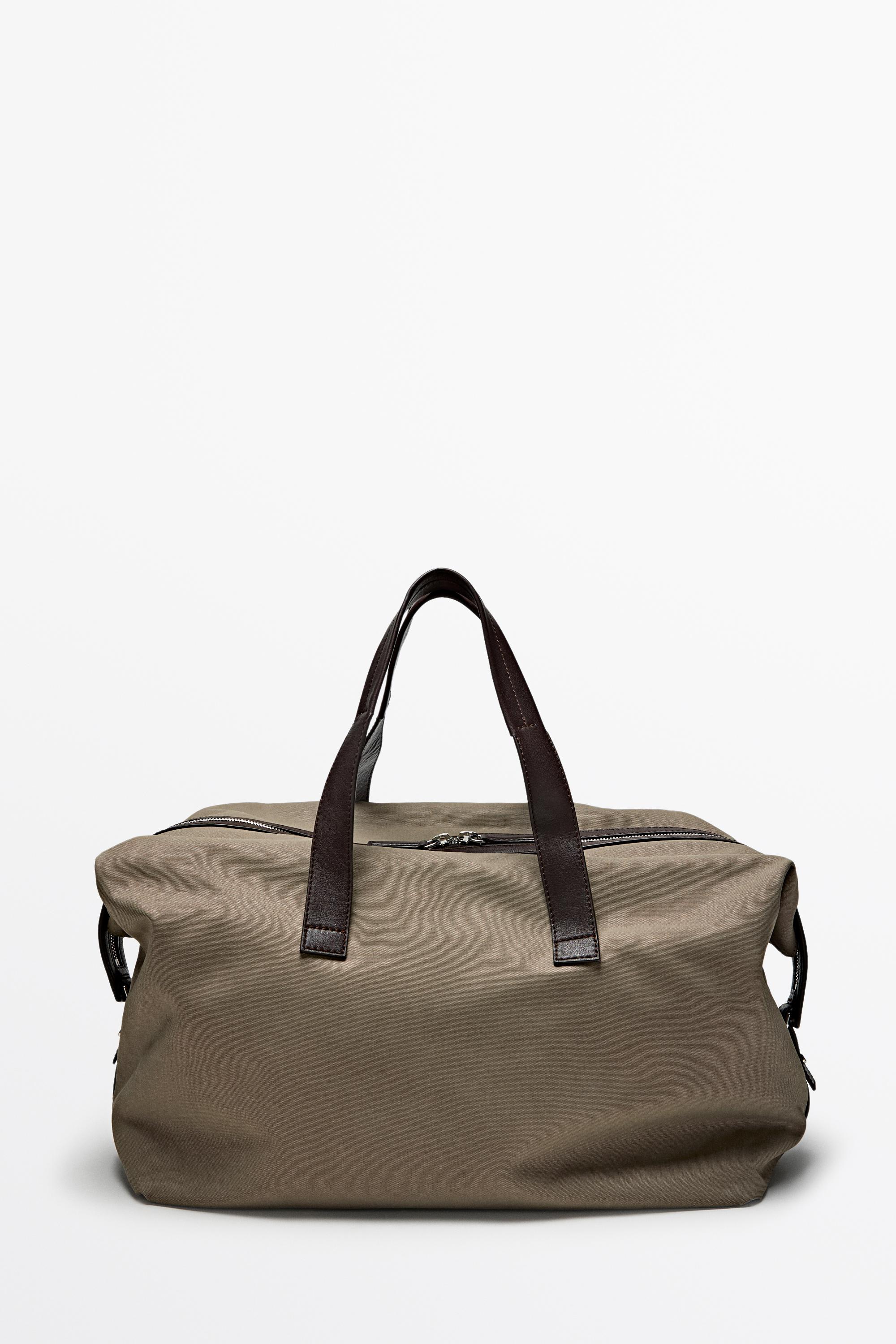 Nappa leather detail travel bag Mole Brown