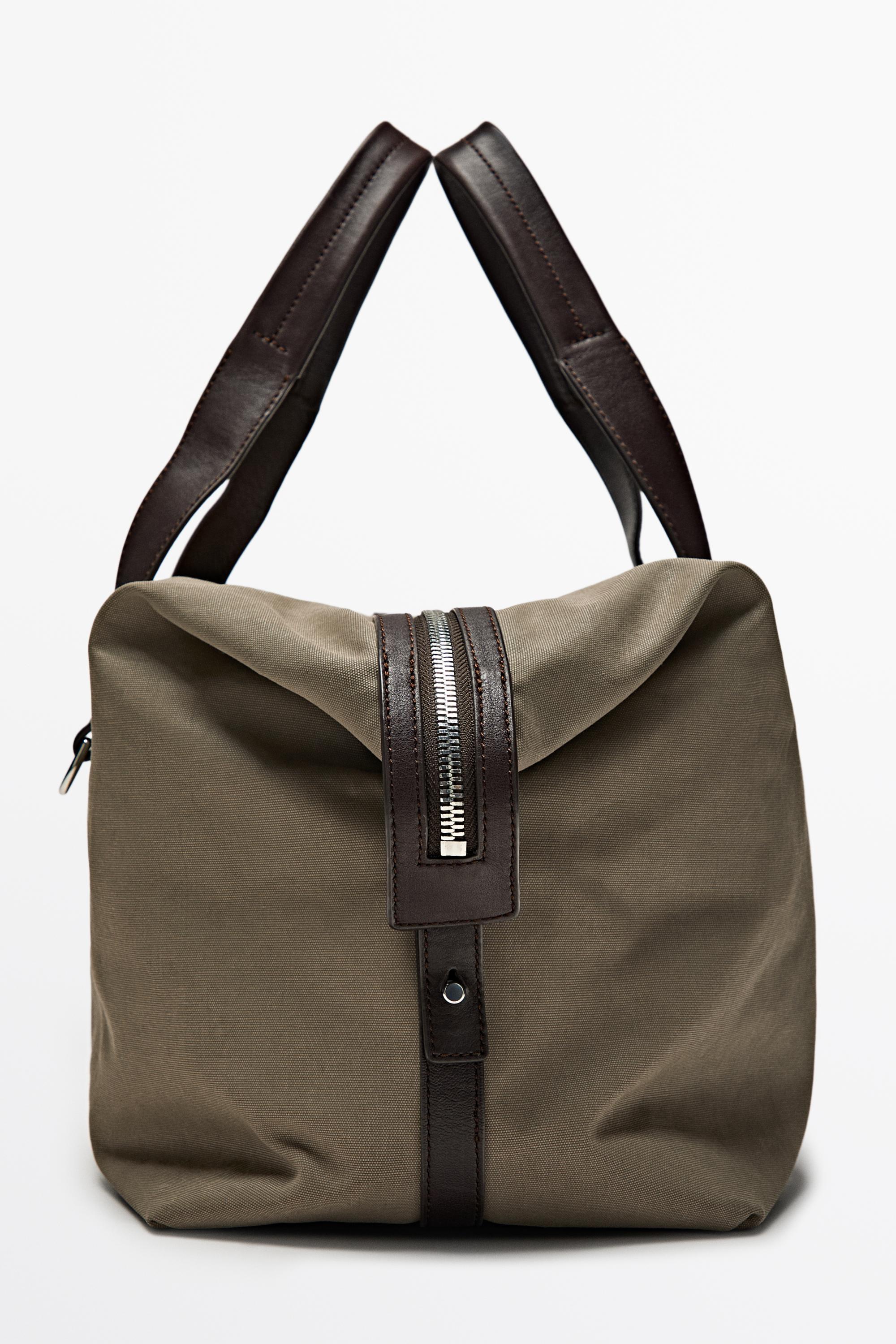 Nappa leather detail travel bag Mole Brown