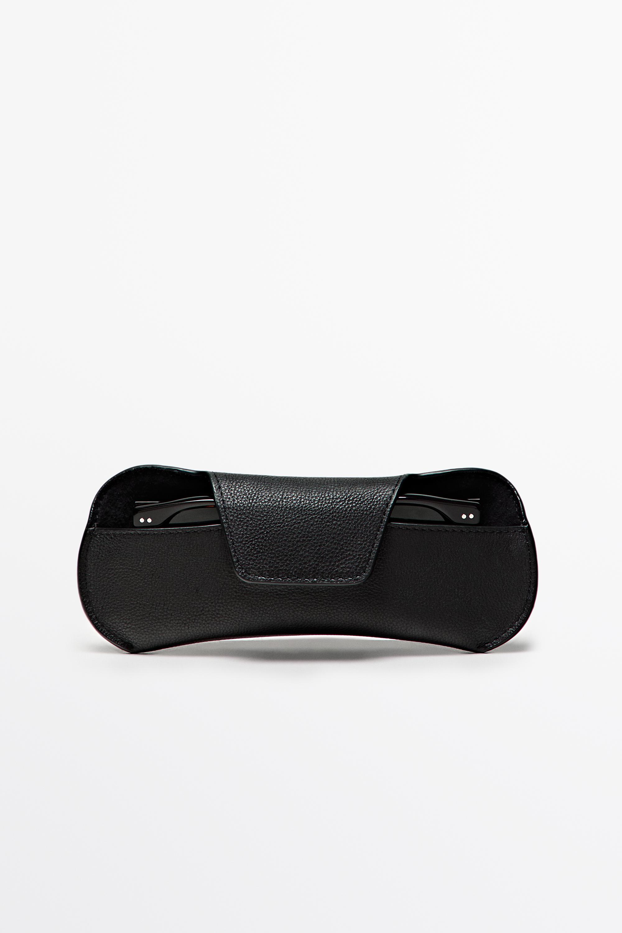 Nappa leather sunglasses case Black