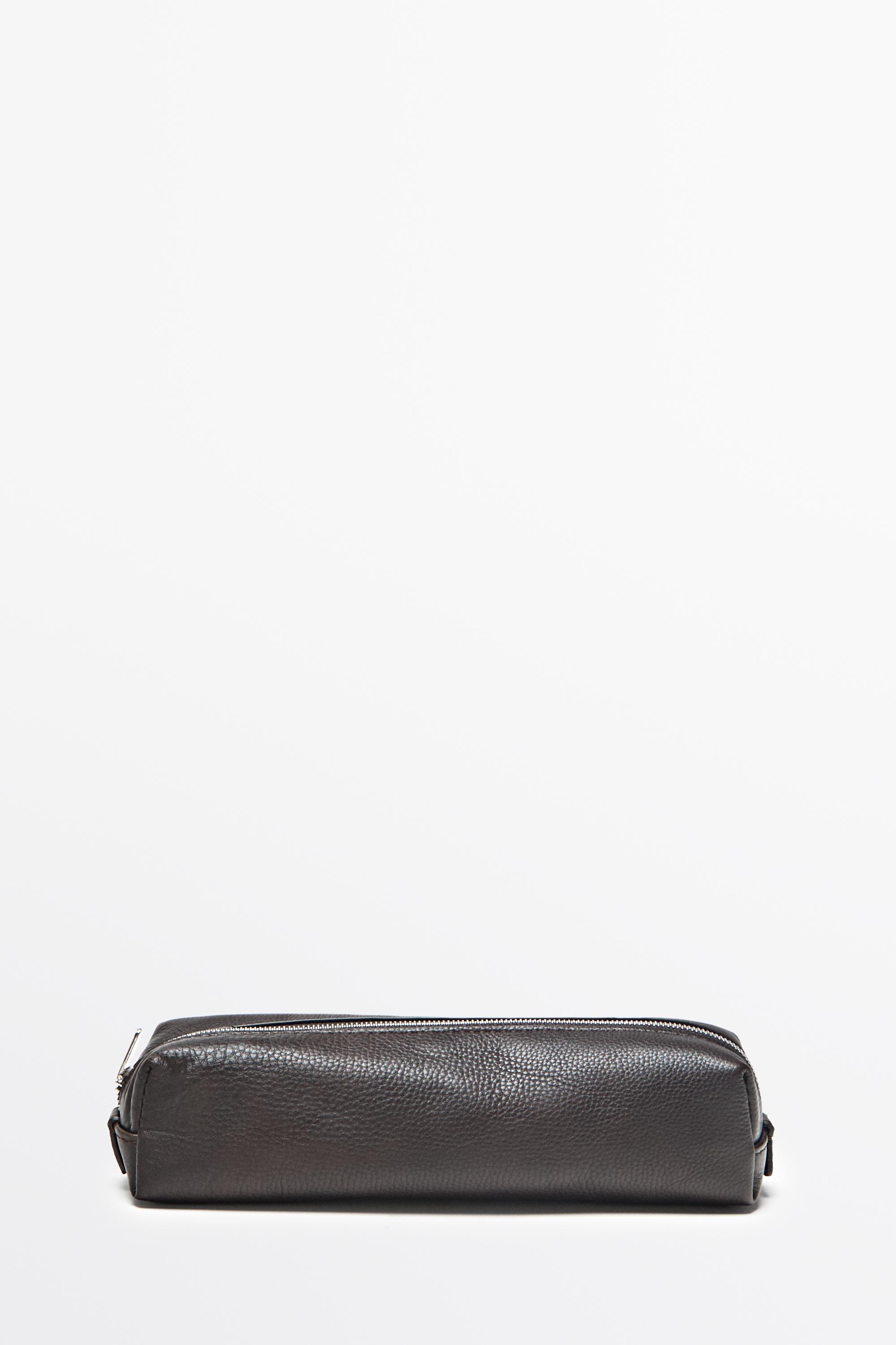 Nappa leather zip pouch Brown