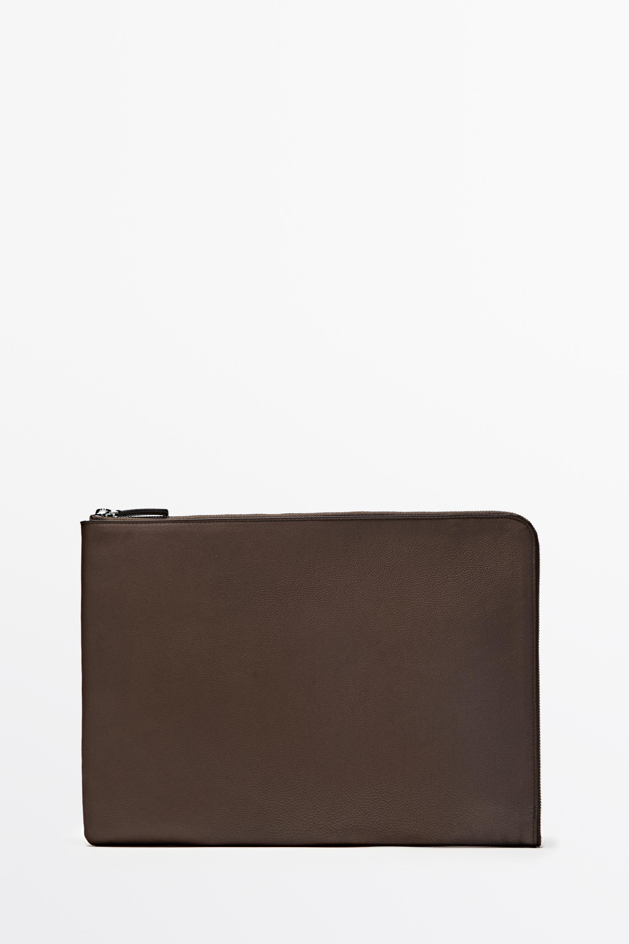 Large nappa leather laptop case Leather