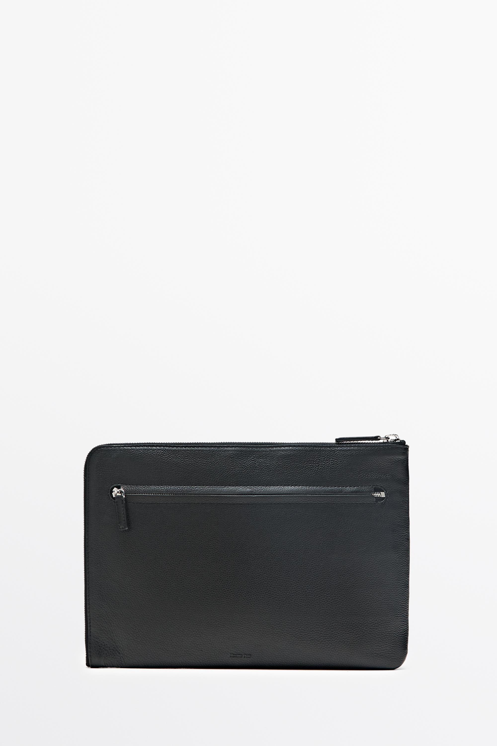 Small nappa leather laptop case Black