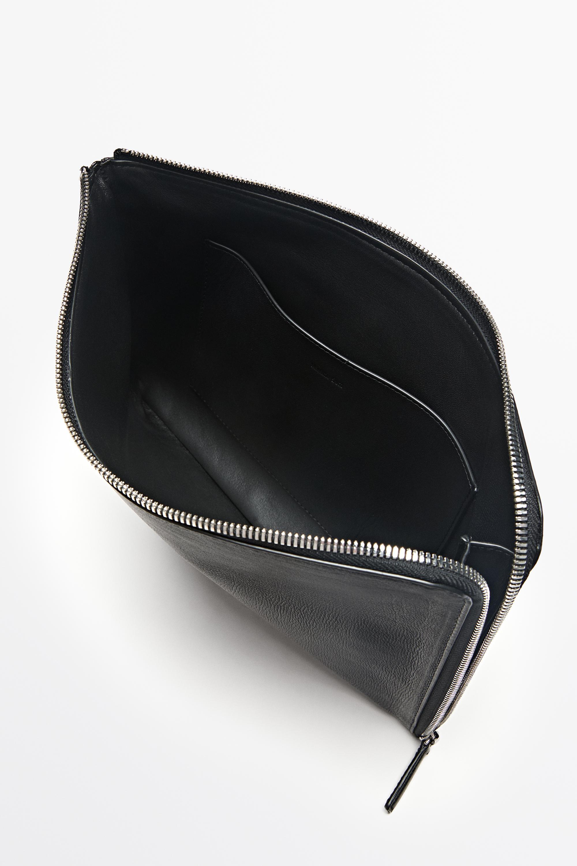 Small nappa leather laptop case Black