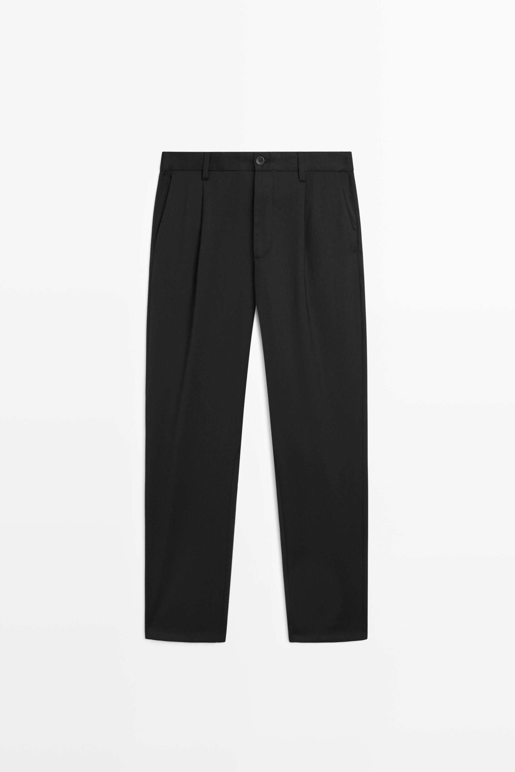 Wool blend cool wool darted pants Black