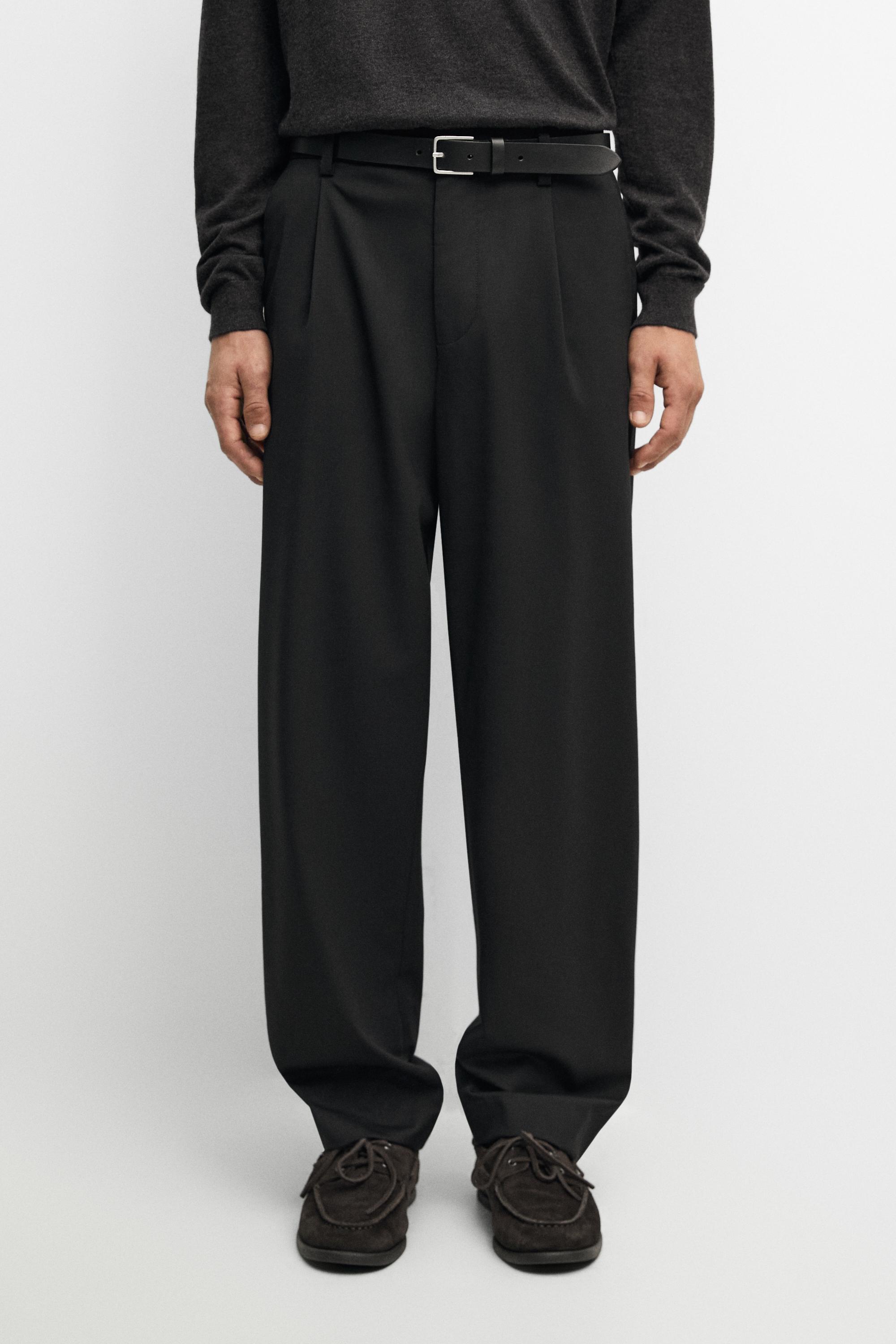 Wool blend cool wool darted pants Black