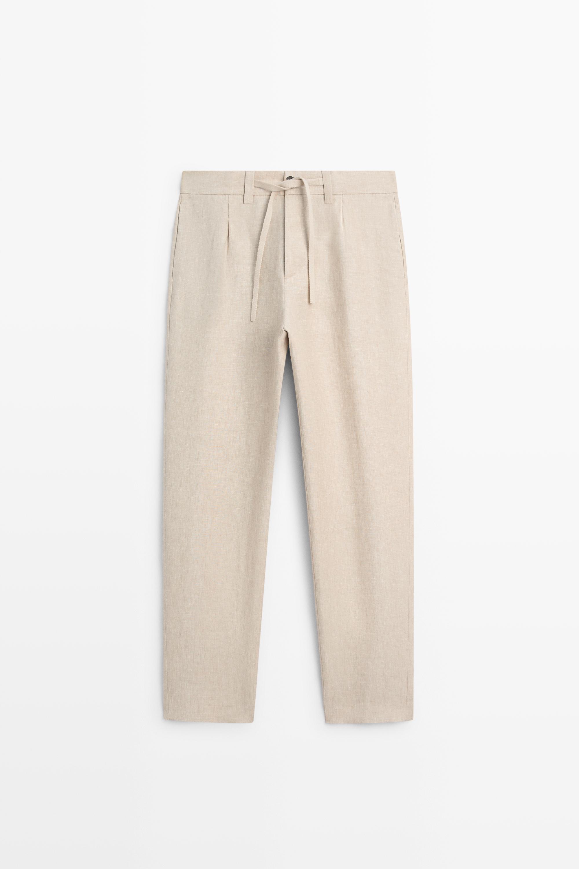 100% linen total look pants Beige