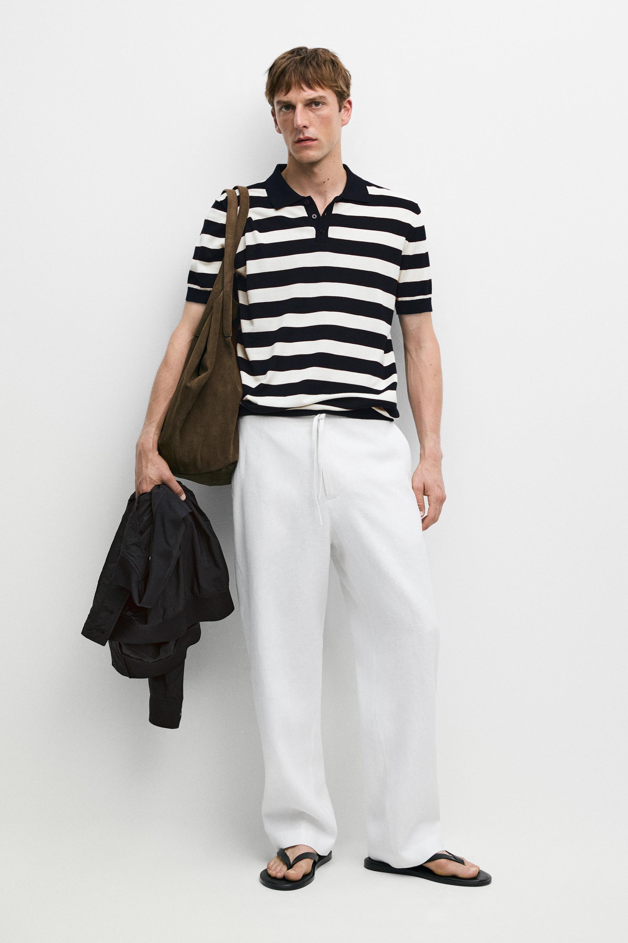 100% linen jogger-fit pants White