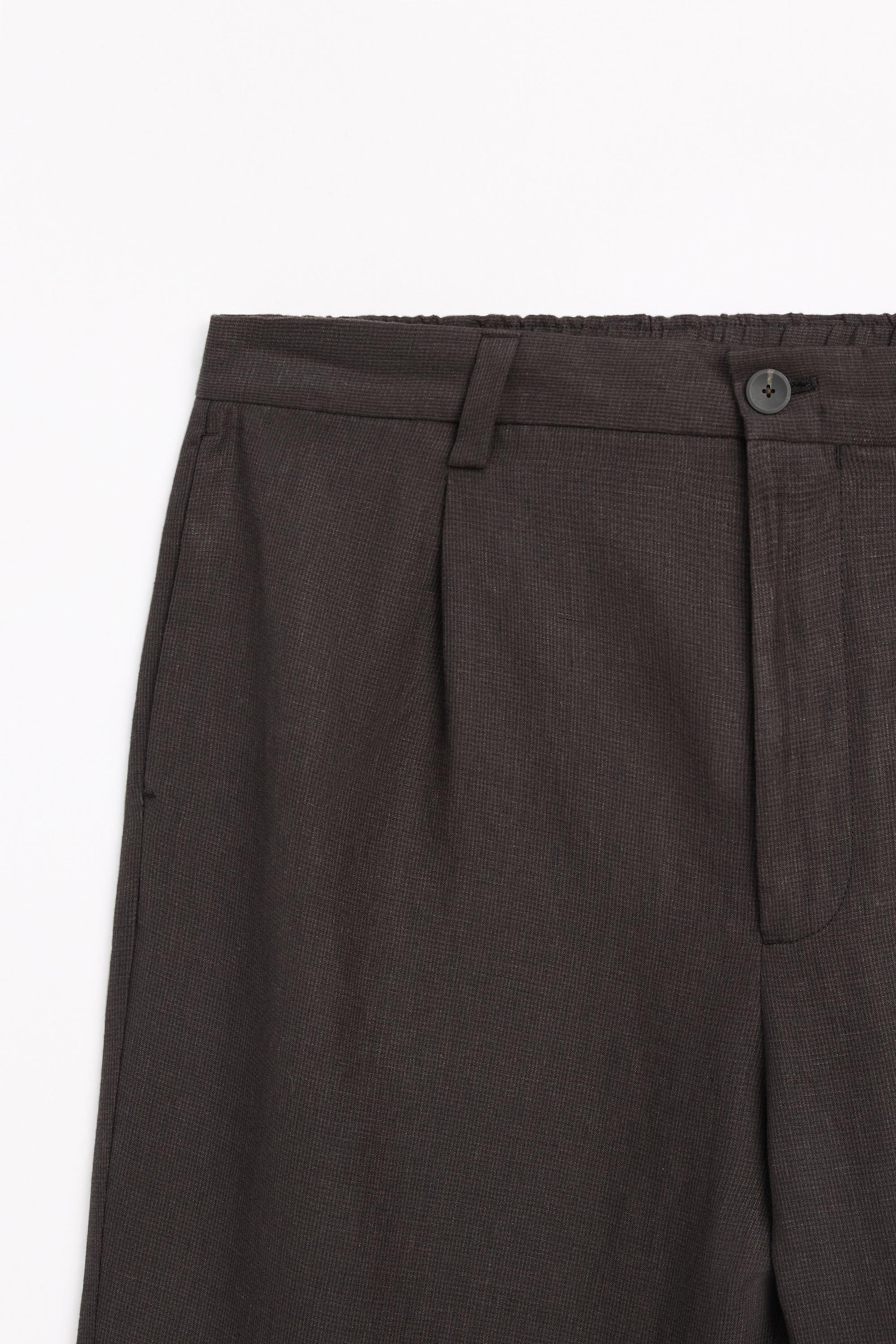 100% linen houndstooth pants Brown