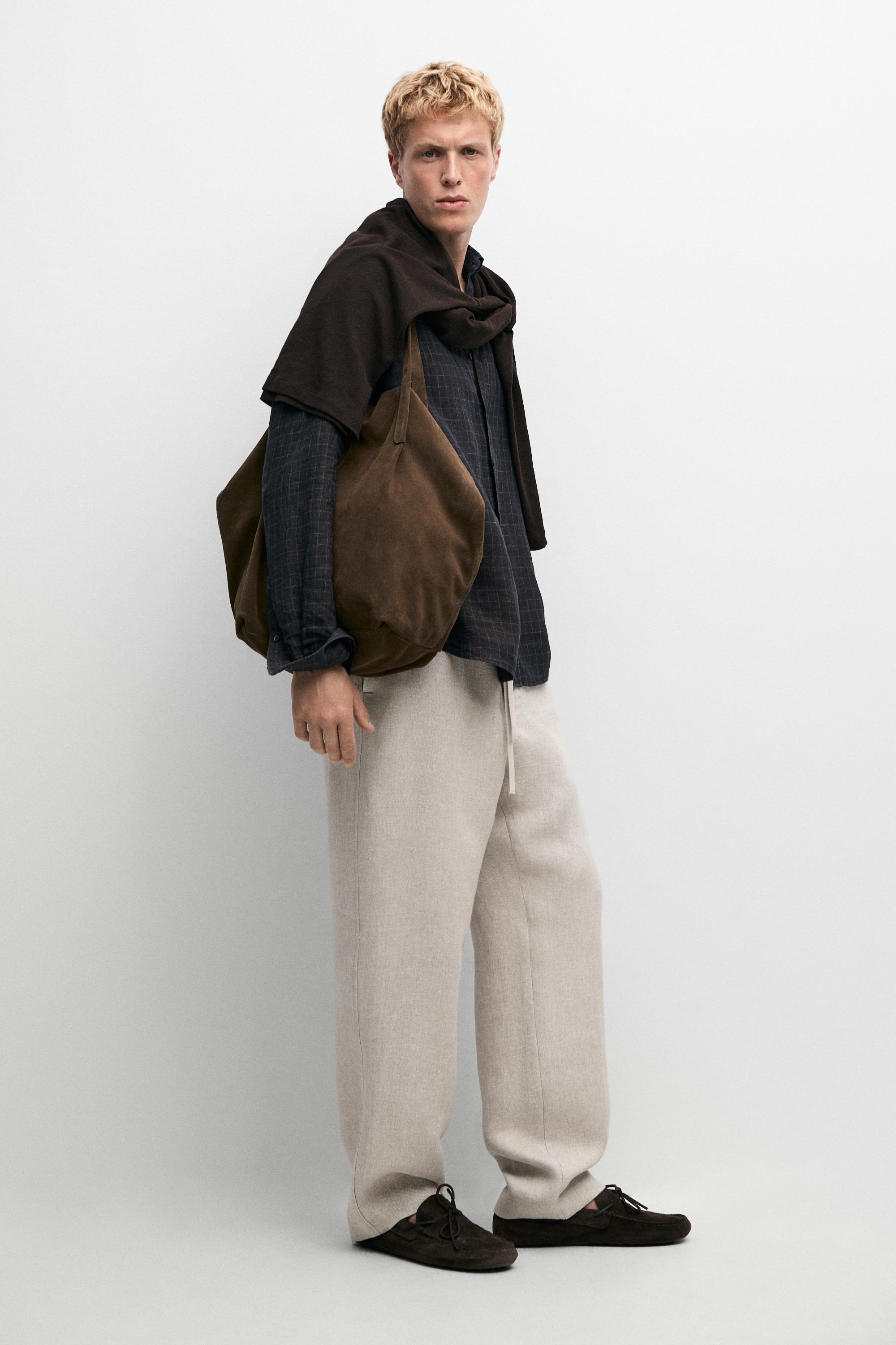 100% linen textured co-ord pants Cream
