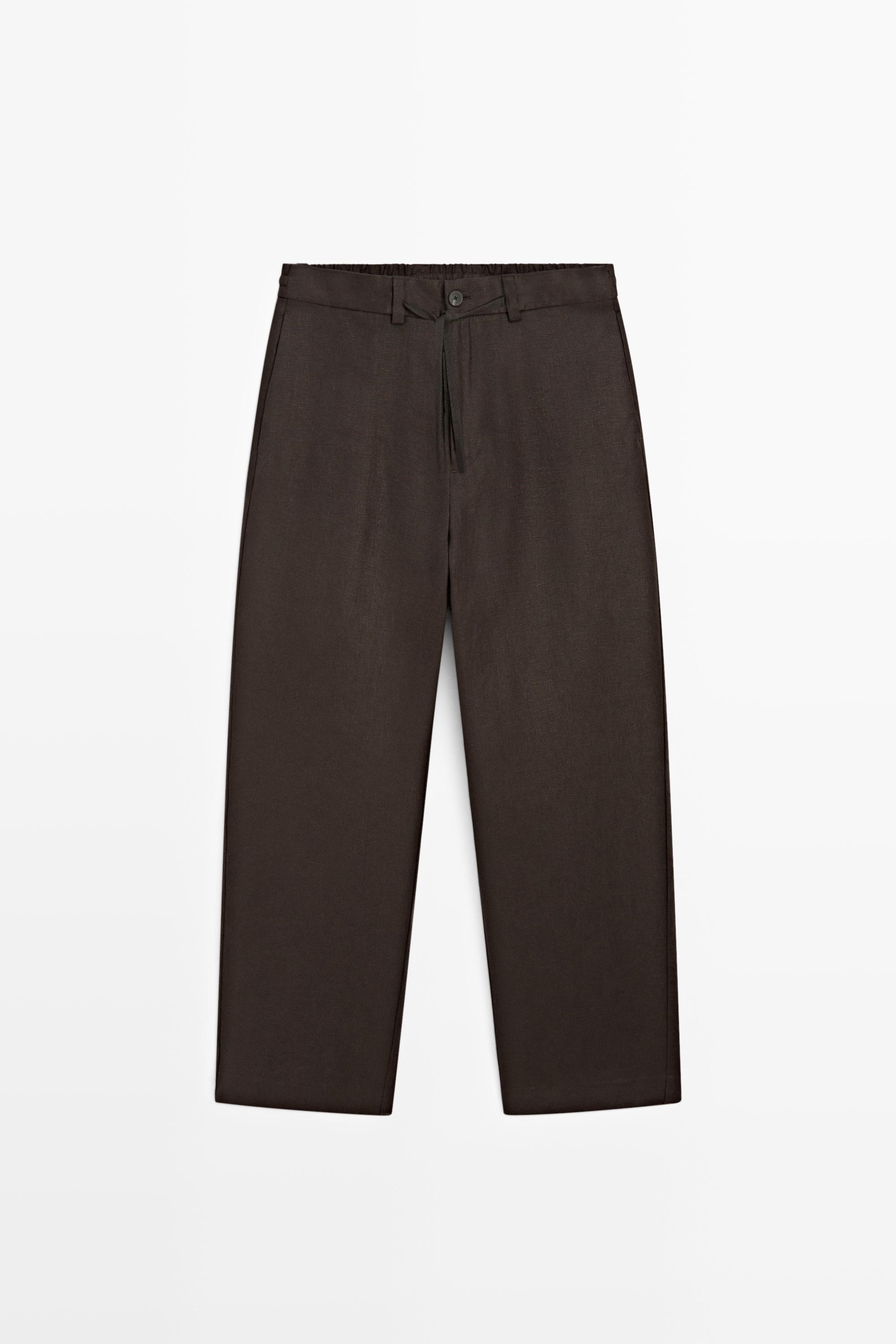 100% linen total look trousers Brown