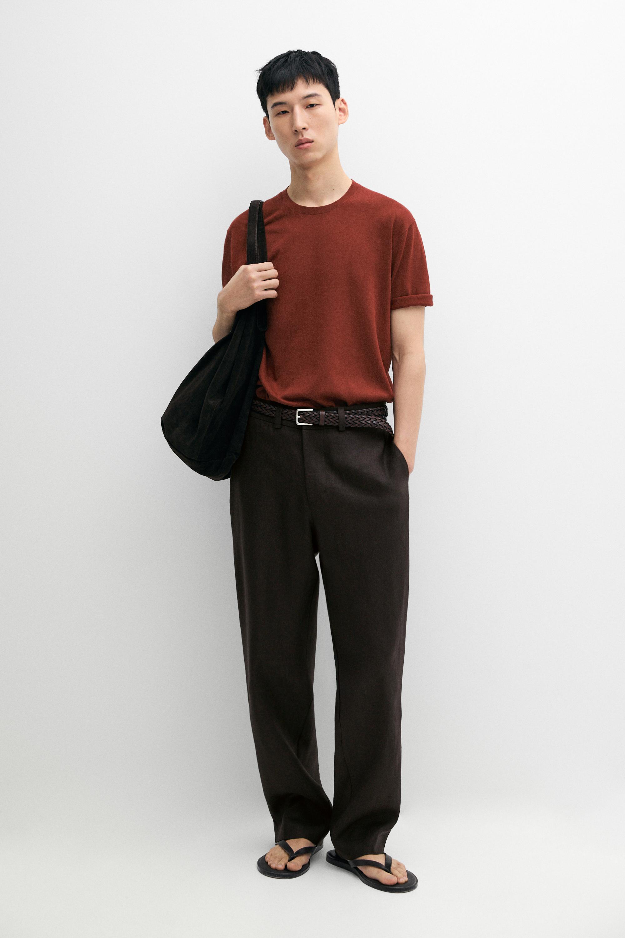 100% linen total look trousers Brown
