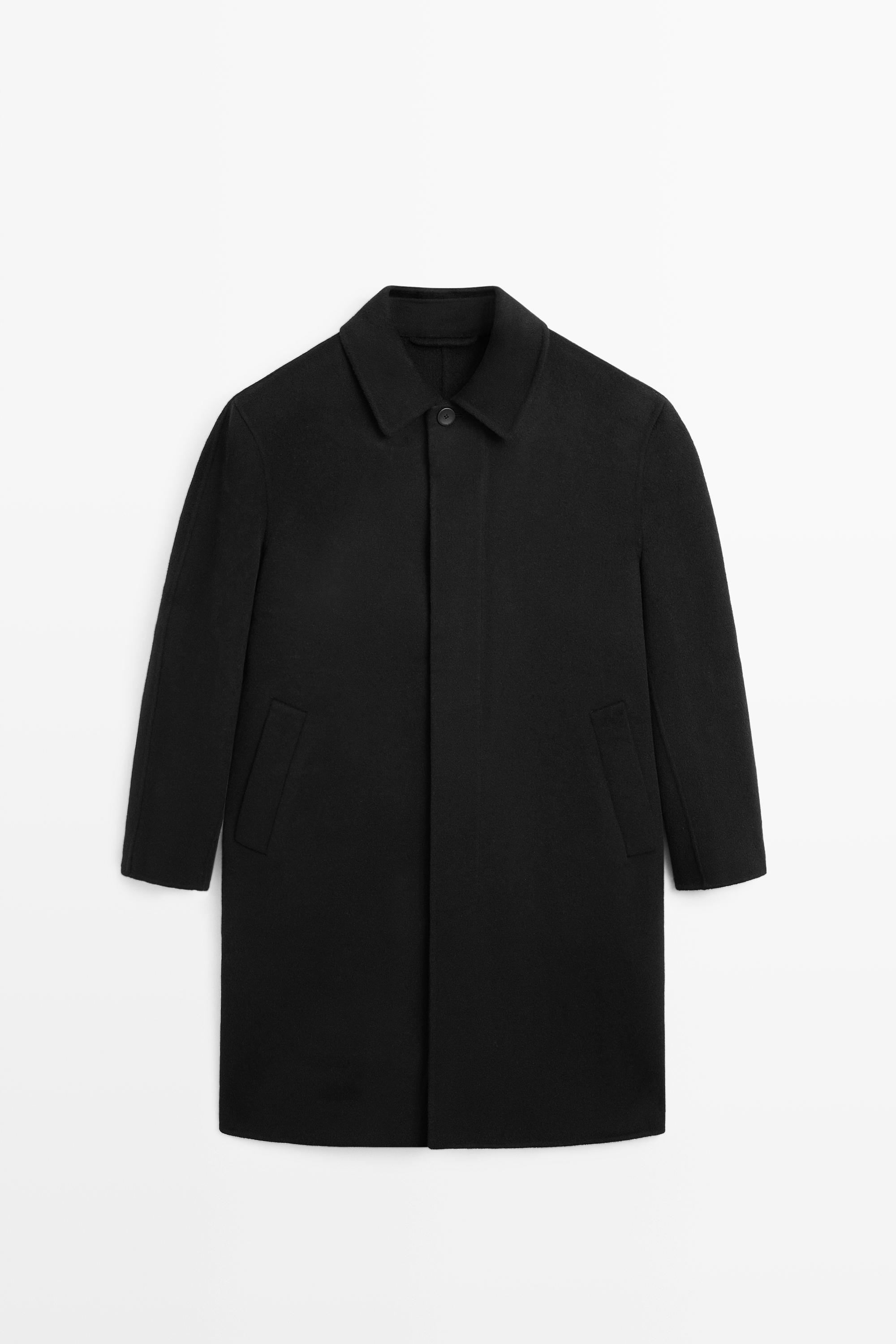 Double-faced wool blend coat Black