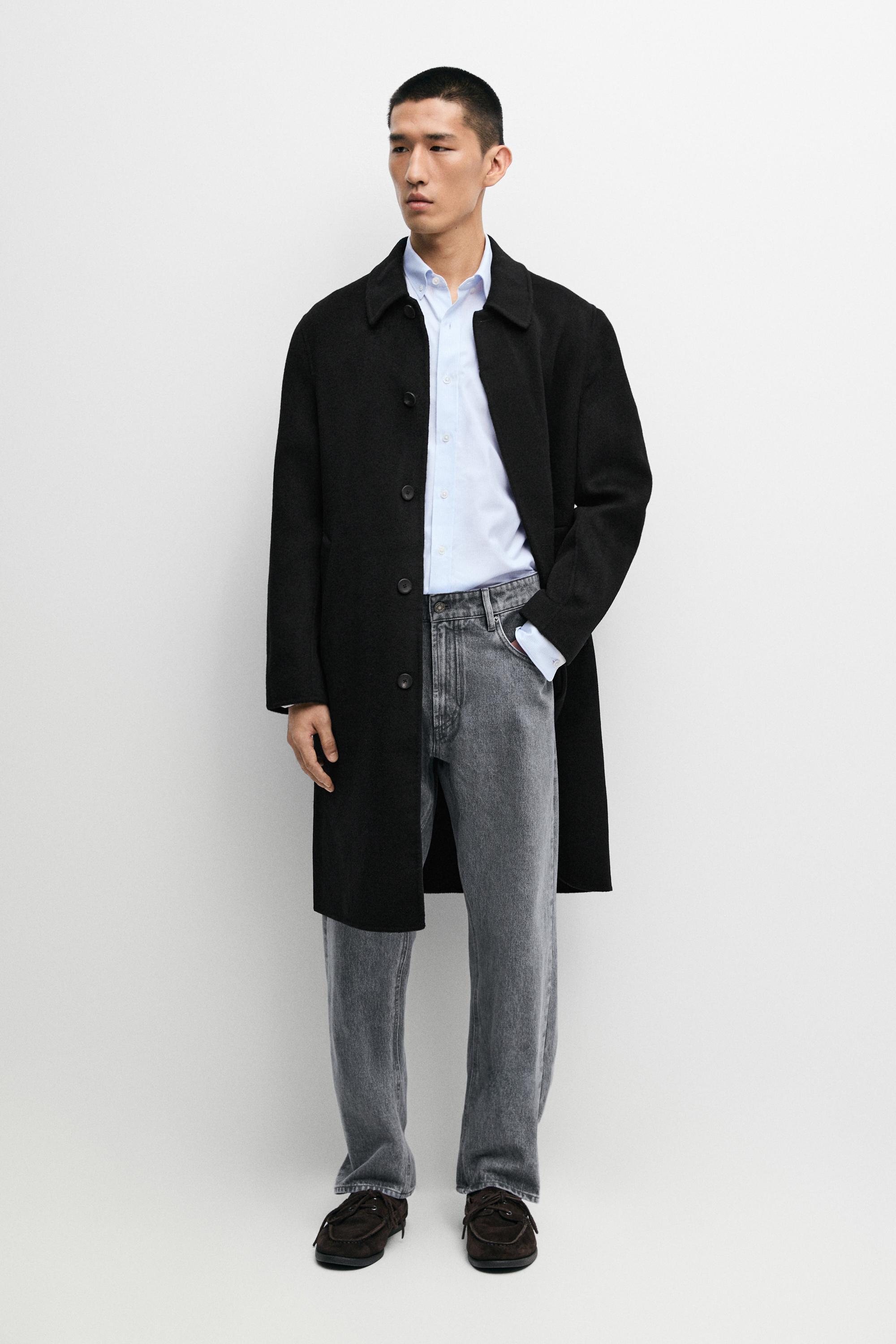 Double-faced wool blend coat Black