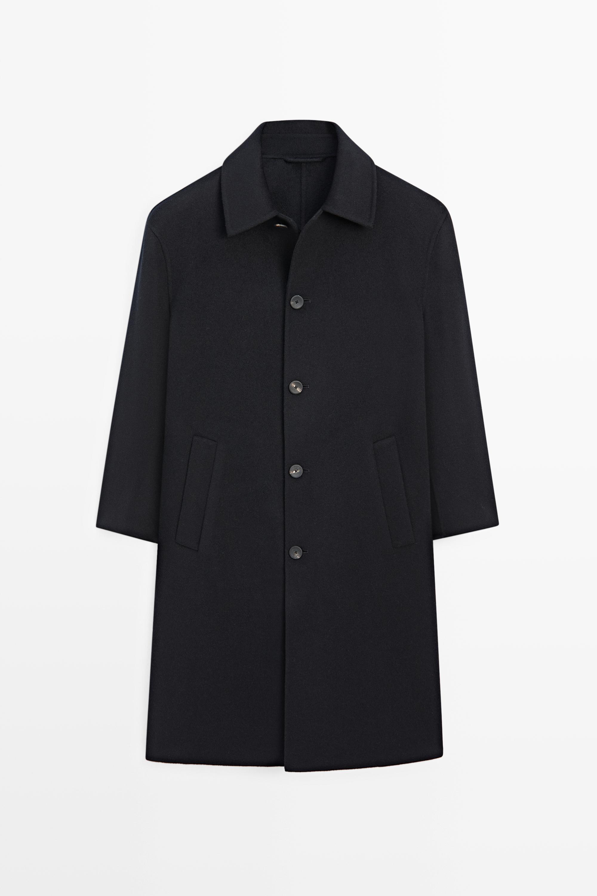 Double-faced wool long coat Deep Blue