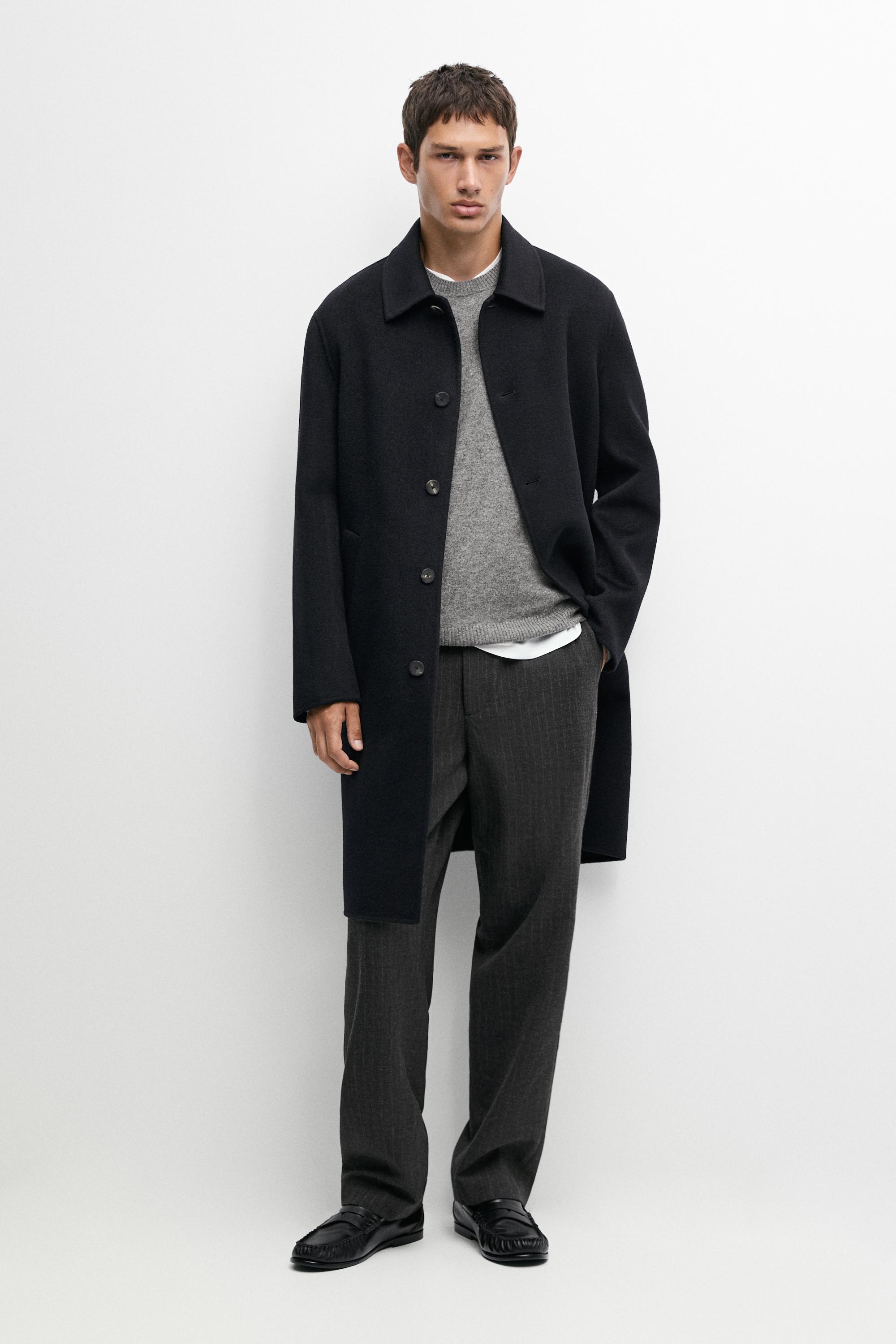 Double-faced wool long coat Deep Blue