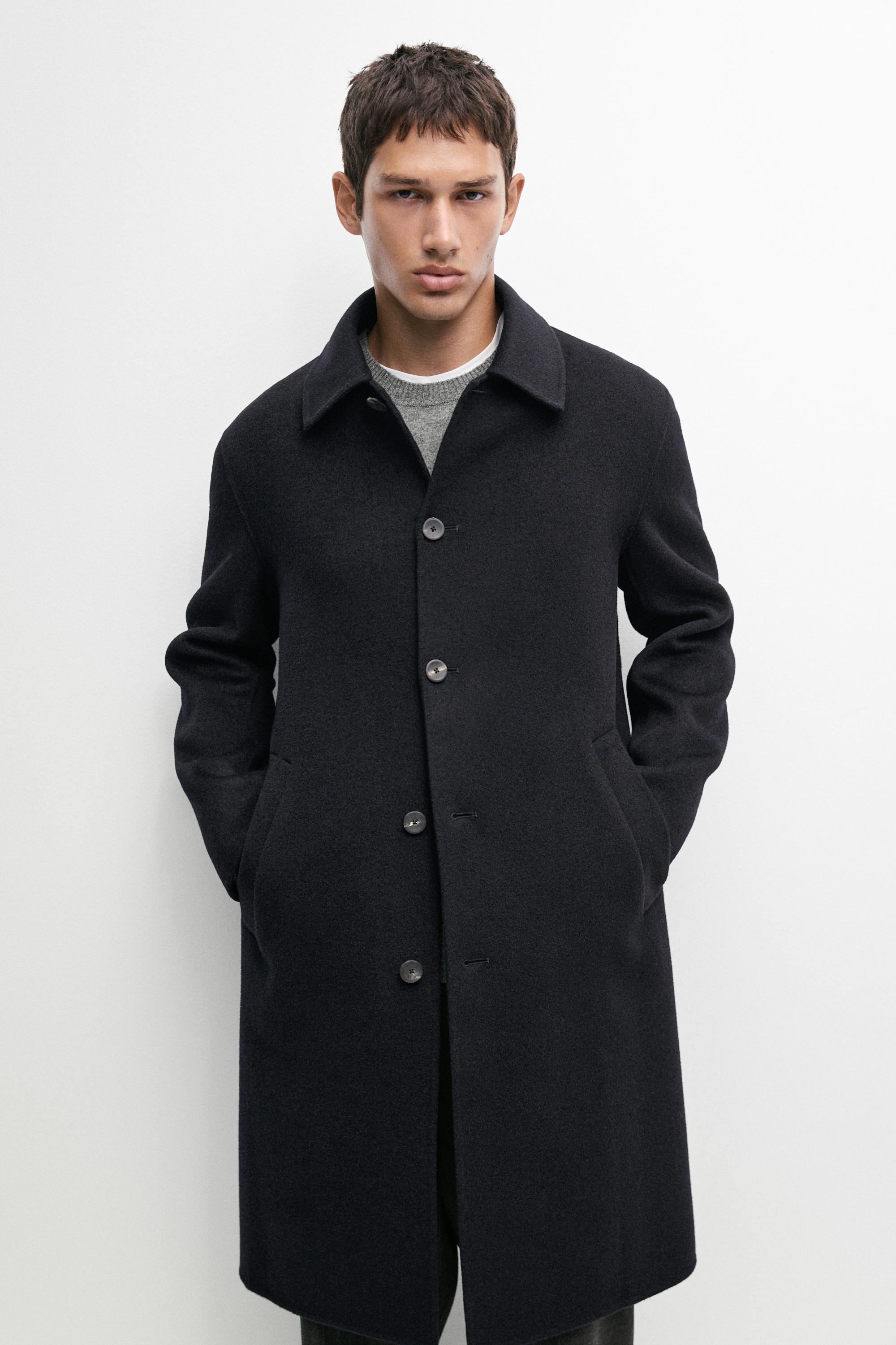 Double-faced wool long coat Deep Blue