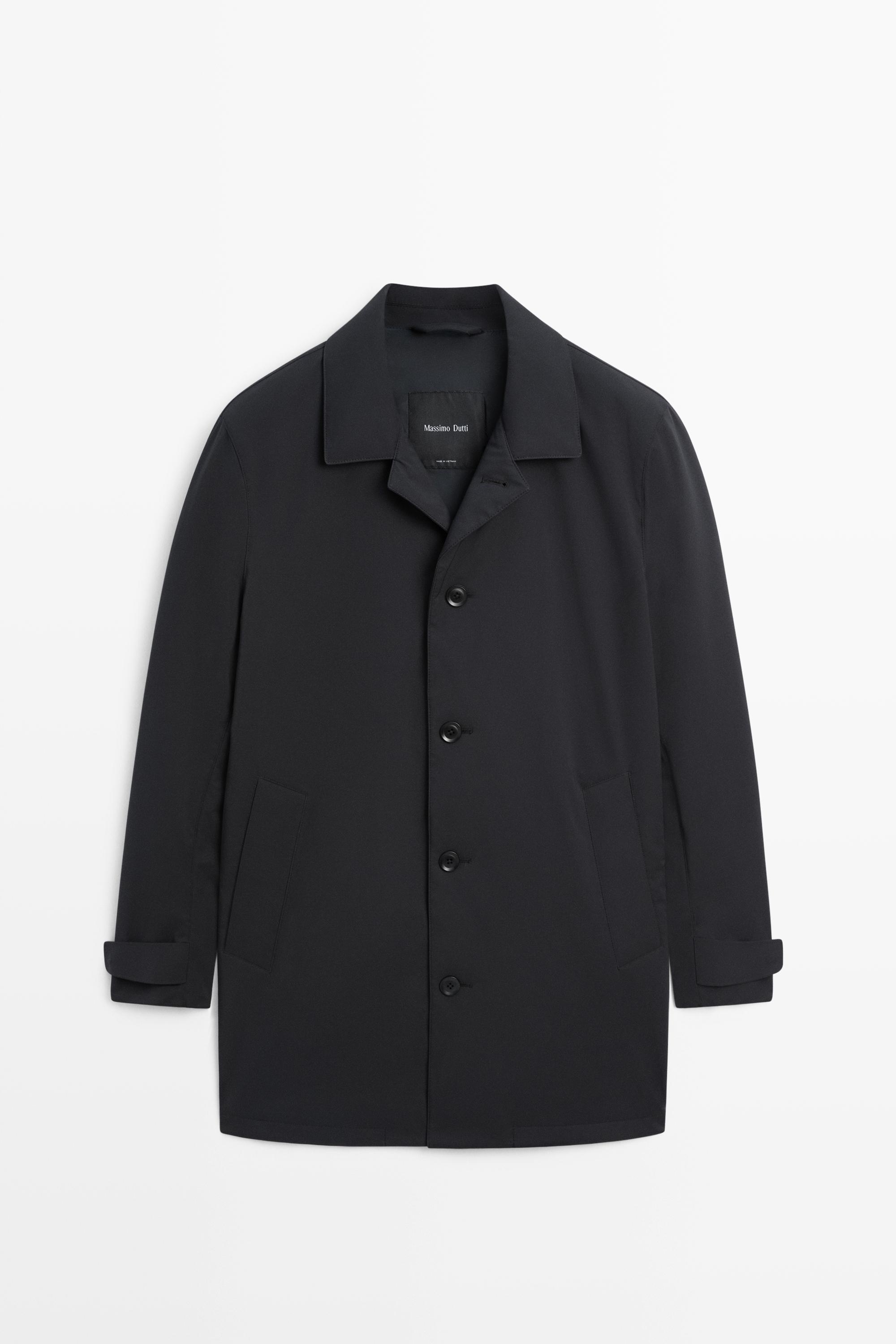 Long collar detail trench coat Dark Navy