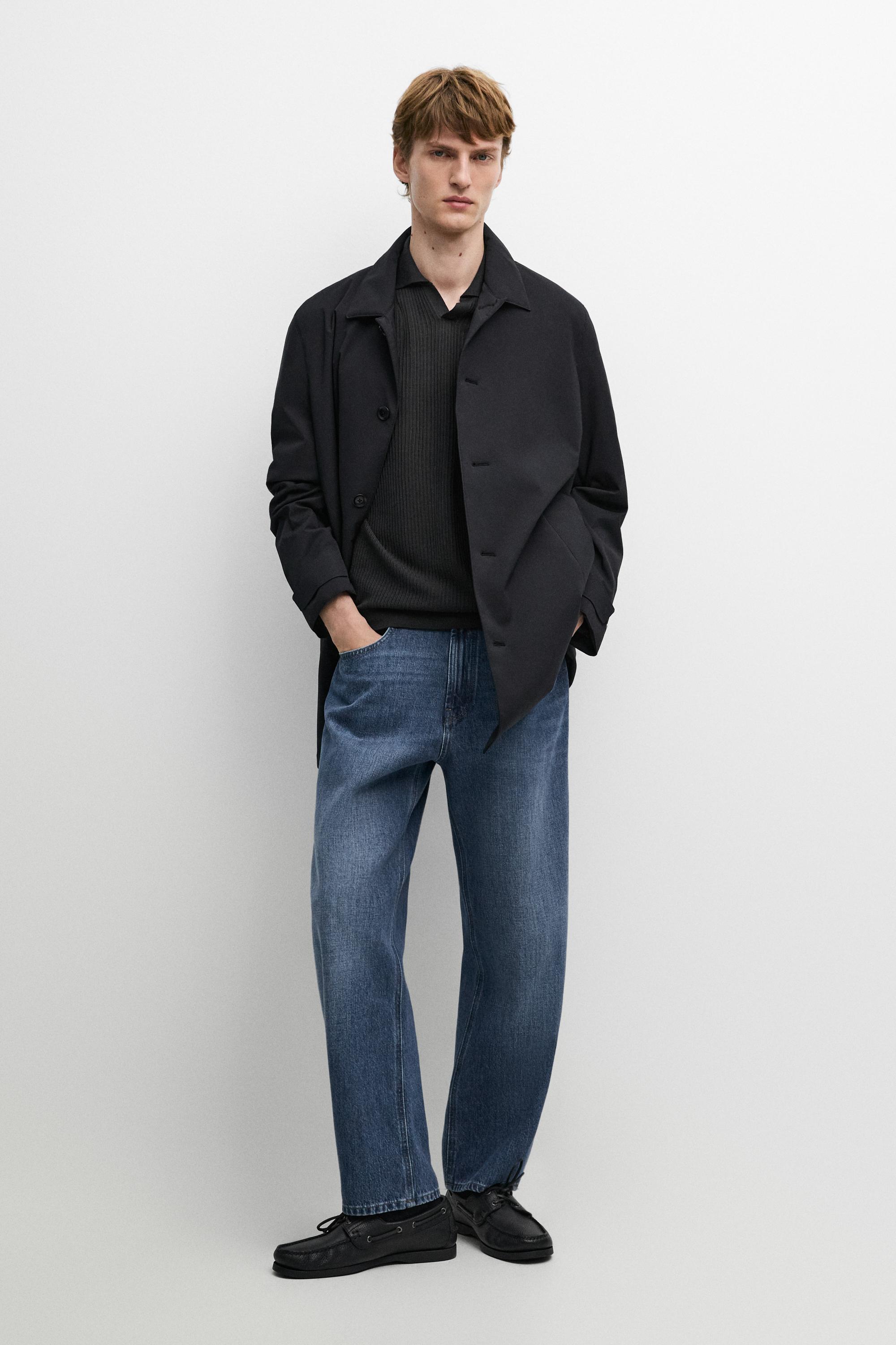 Long collar detail trench coat Dark Navy