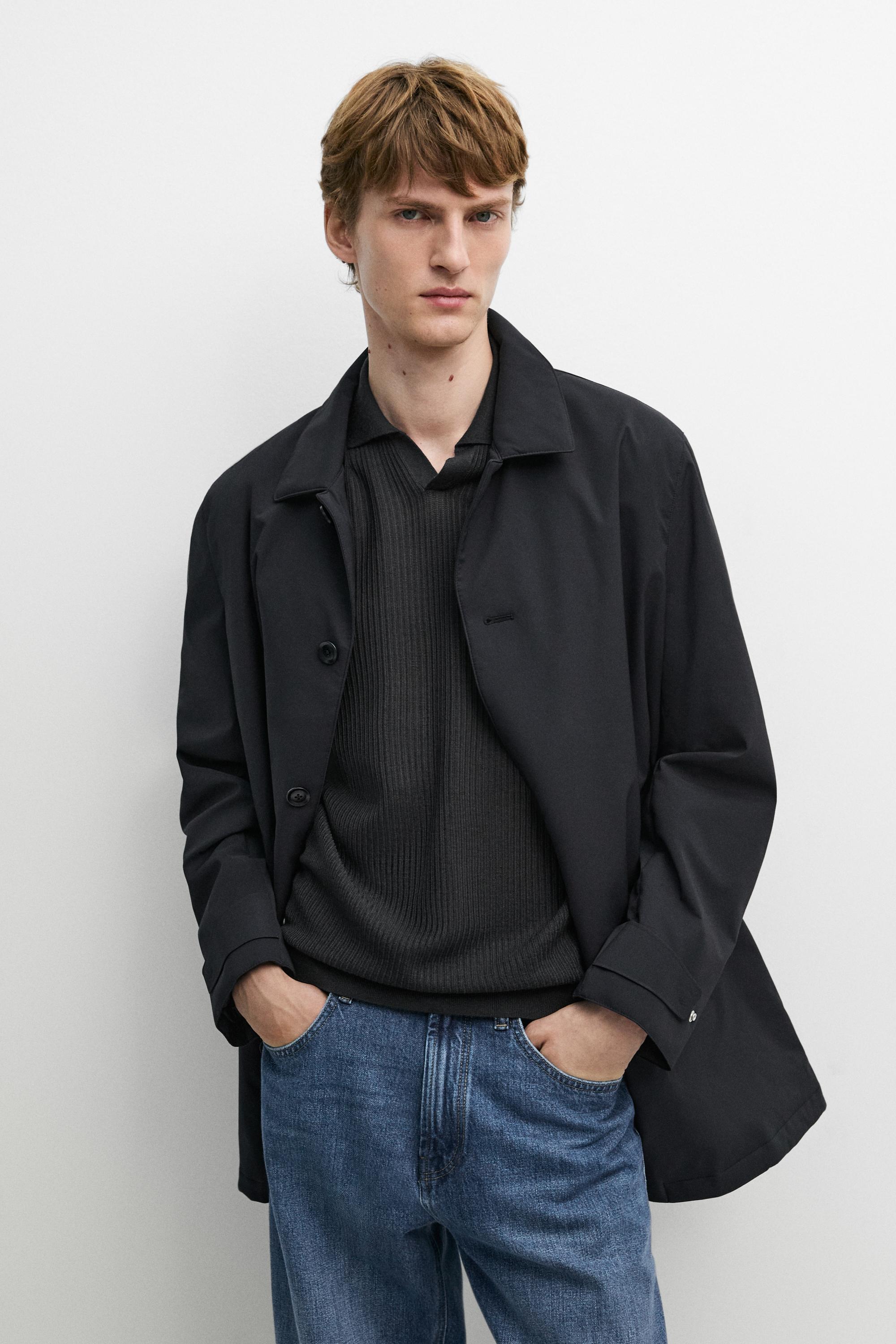 Long collar detail trench coat Dark Navy