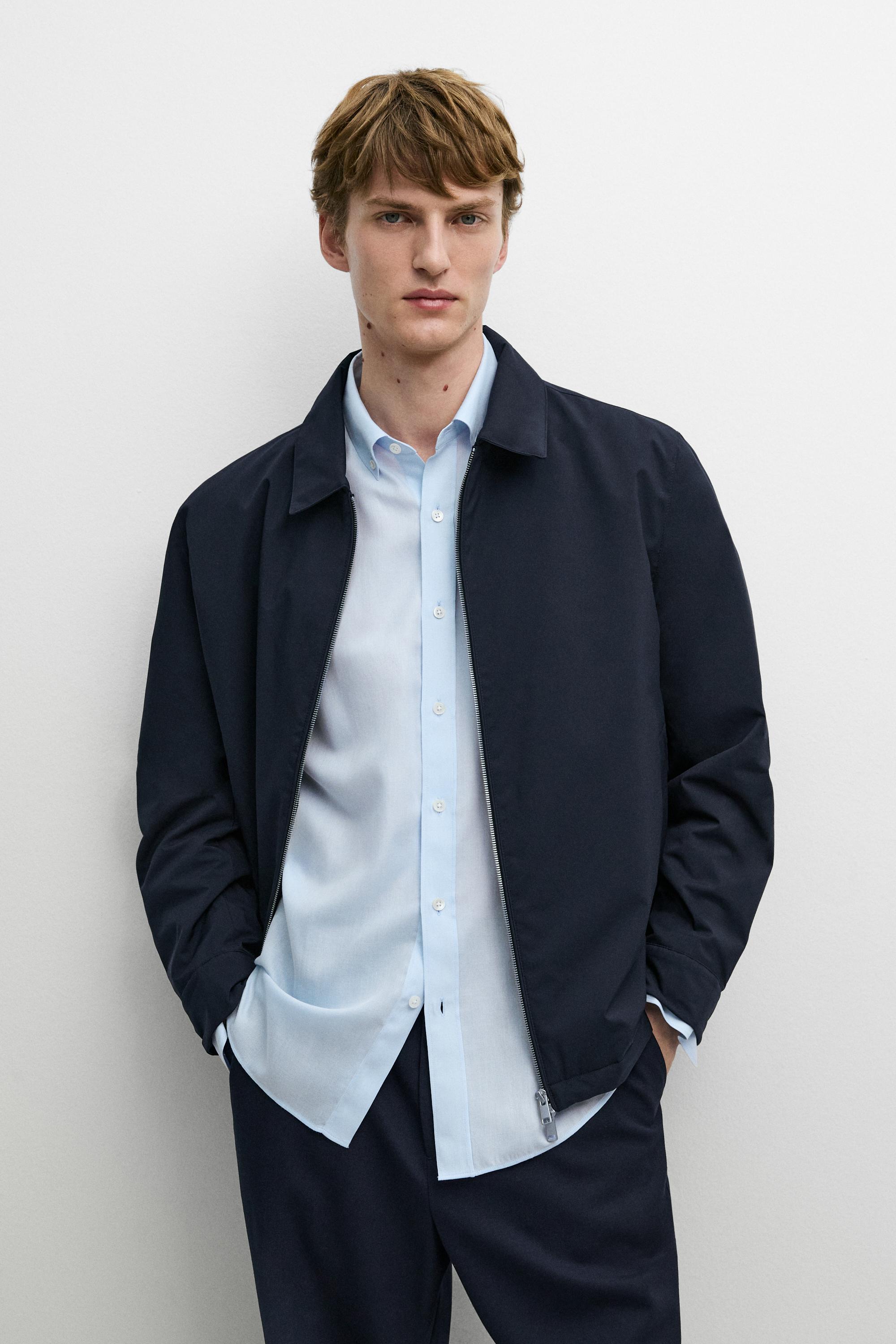 Lightweight jacket with collar detail Navy Blue