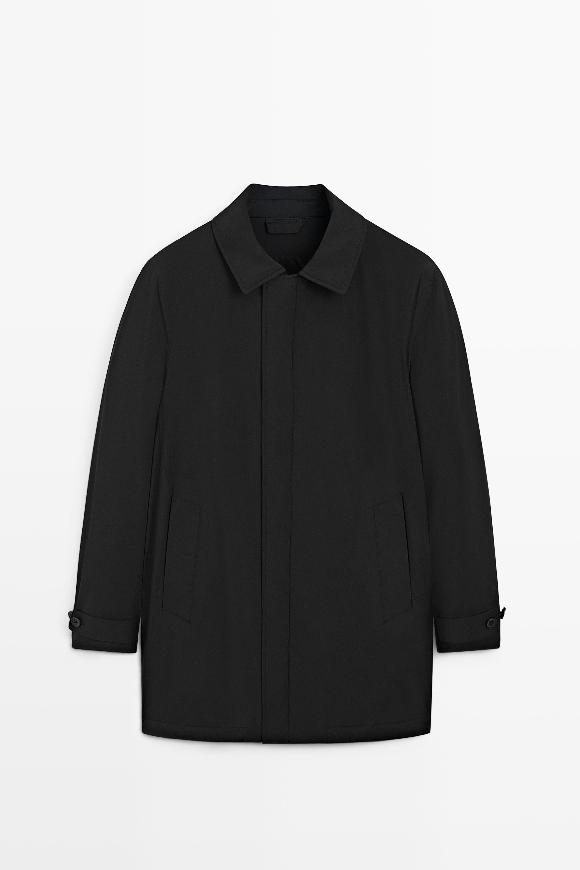 Technical fabric trench coat Black