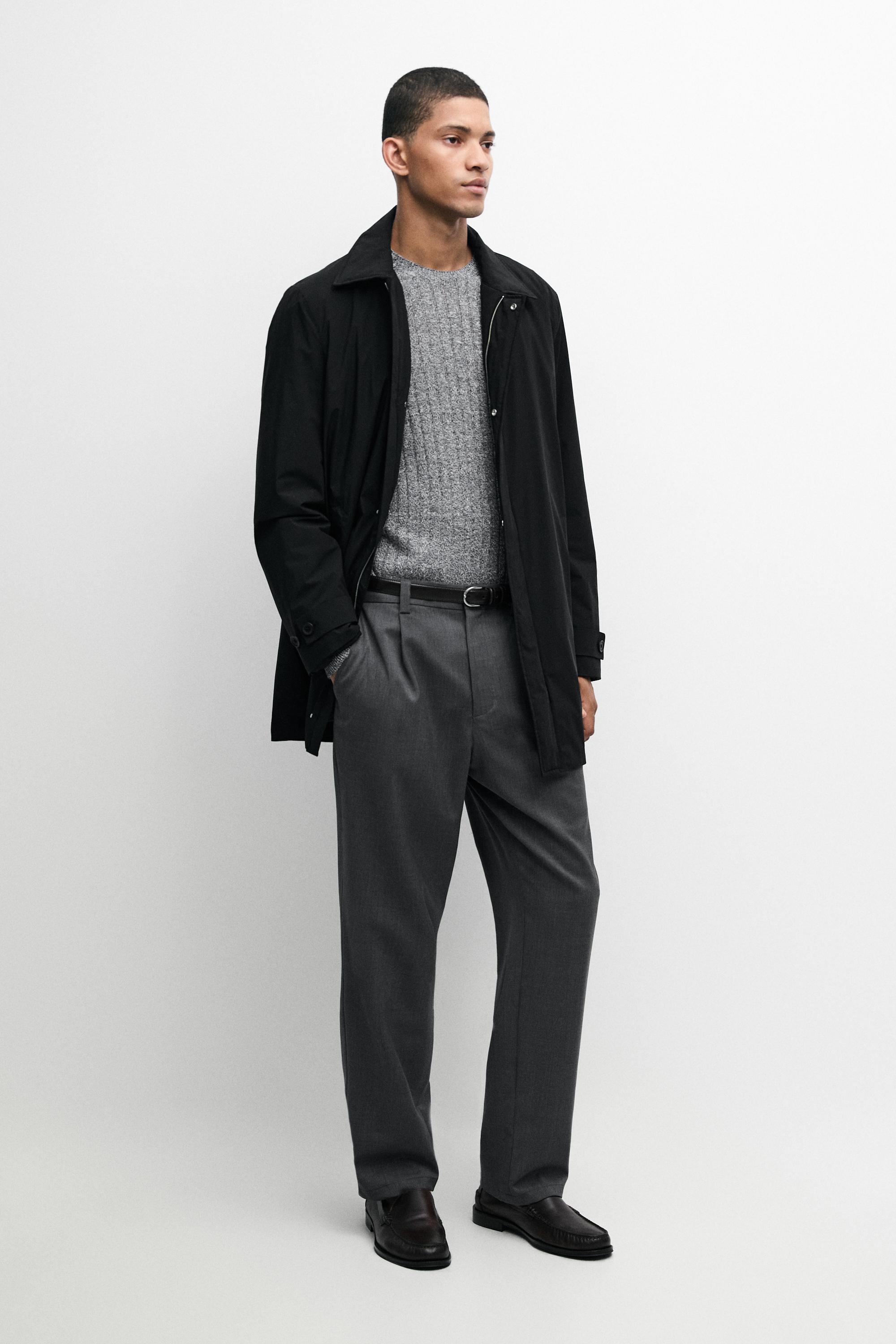 Technical fabric trench coat Black