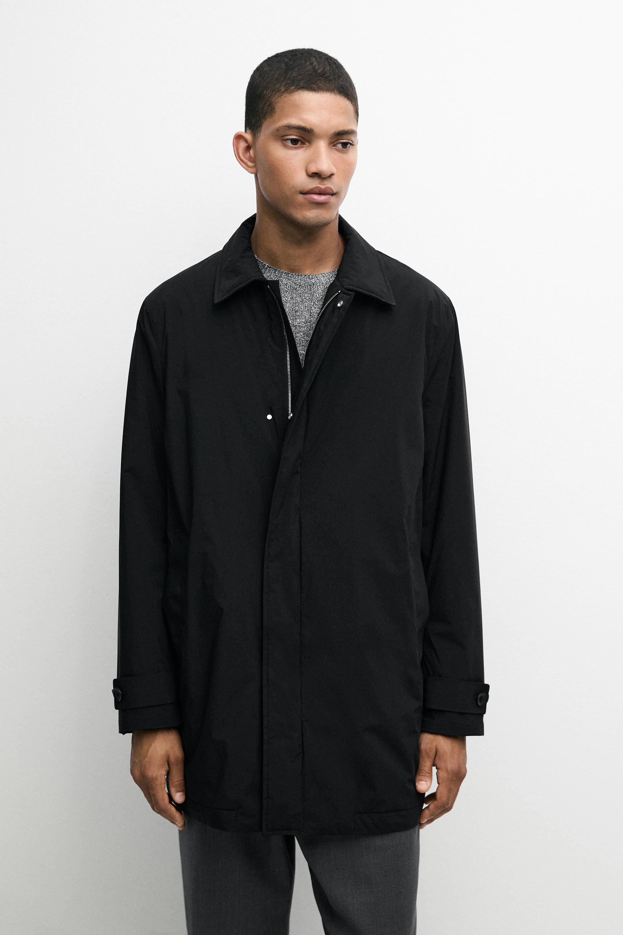 Technical fabric trench coat Black