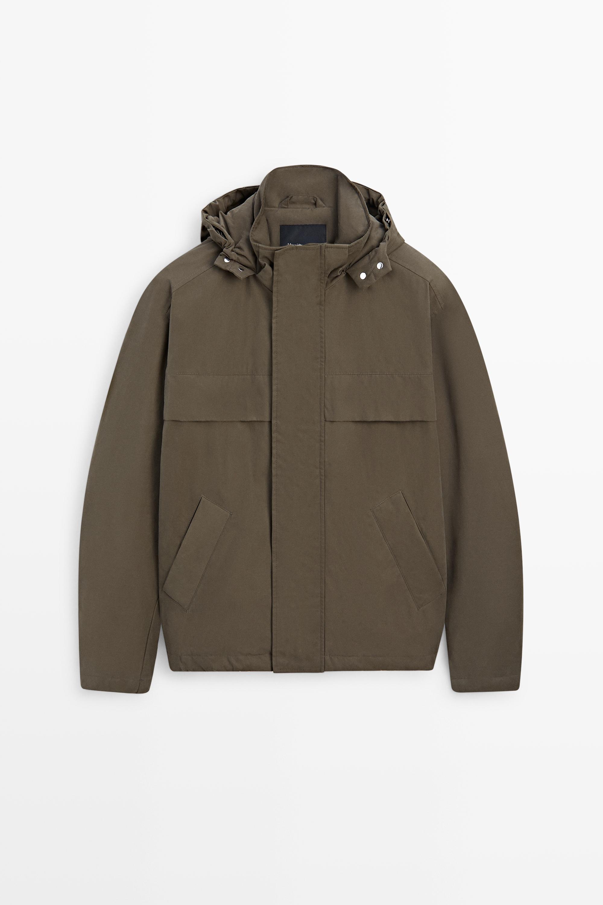 Short quilted hooded parka Khaki