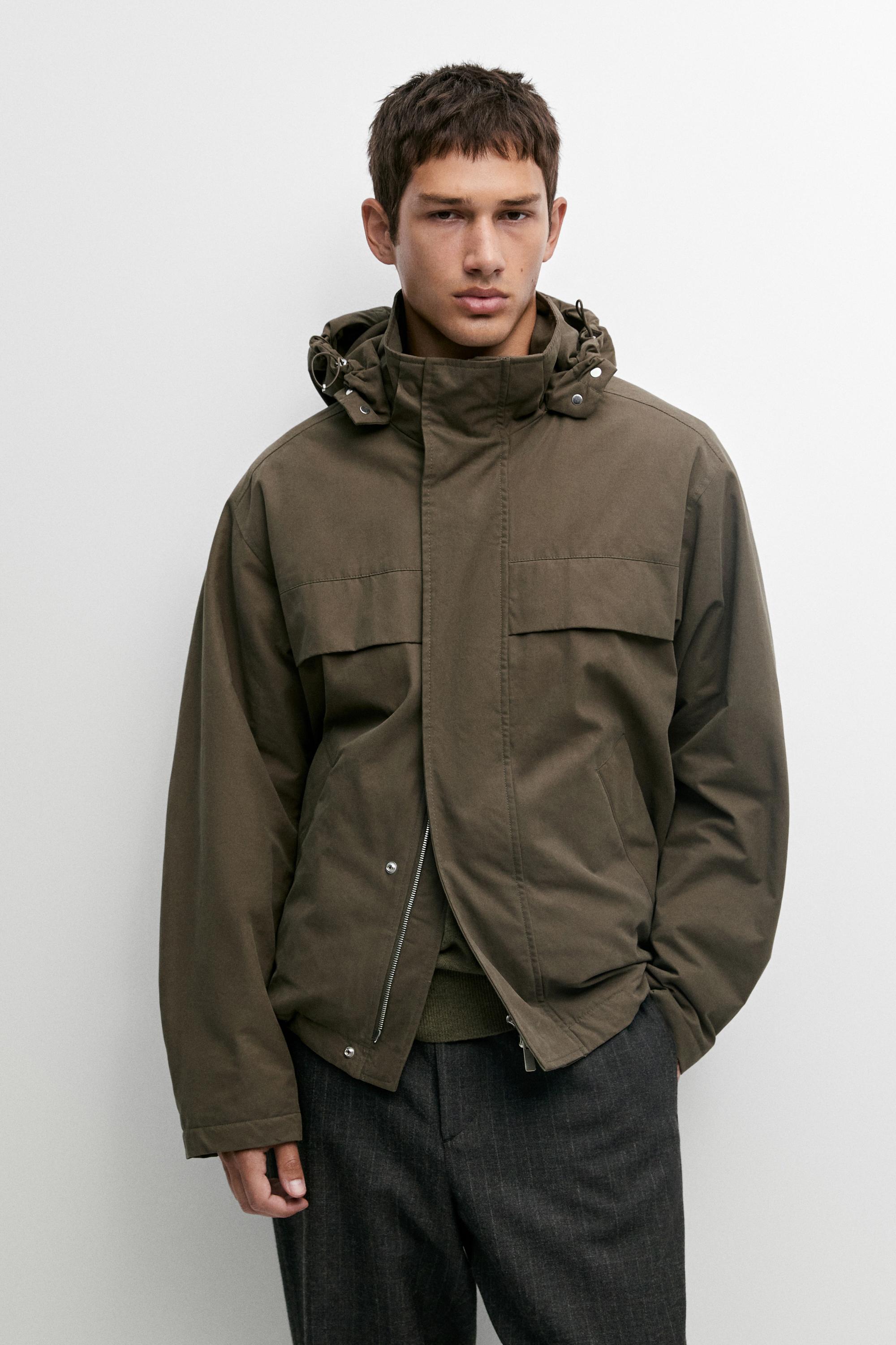 Short quilted hooded parka Khaki