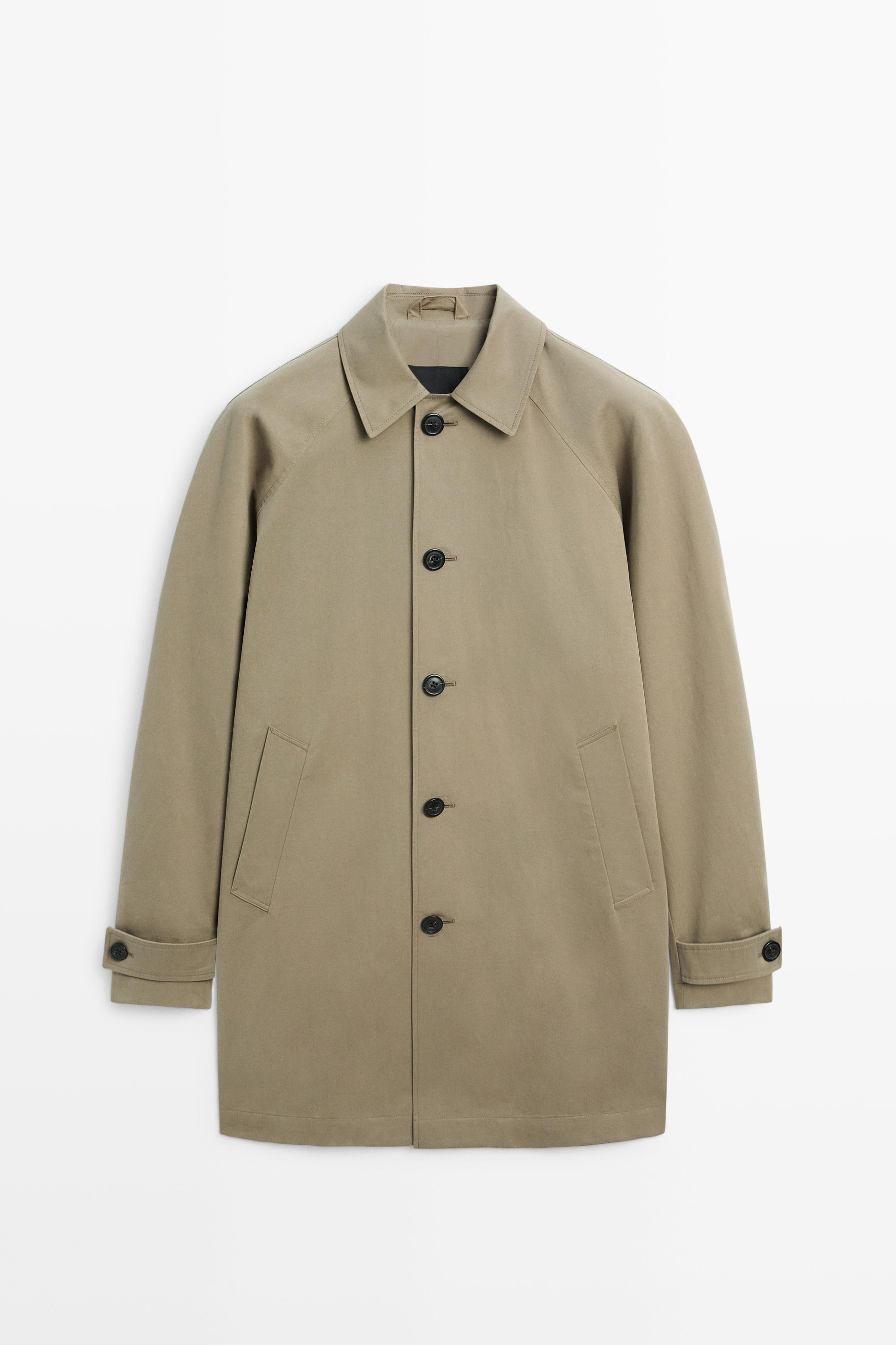Oversize long 100% cotton trench coat Mole Brown