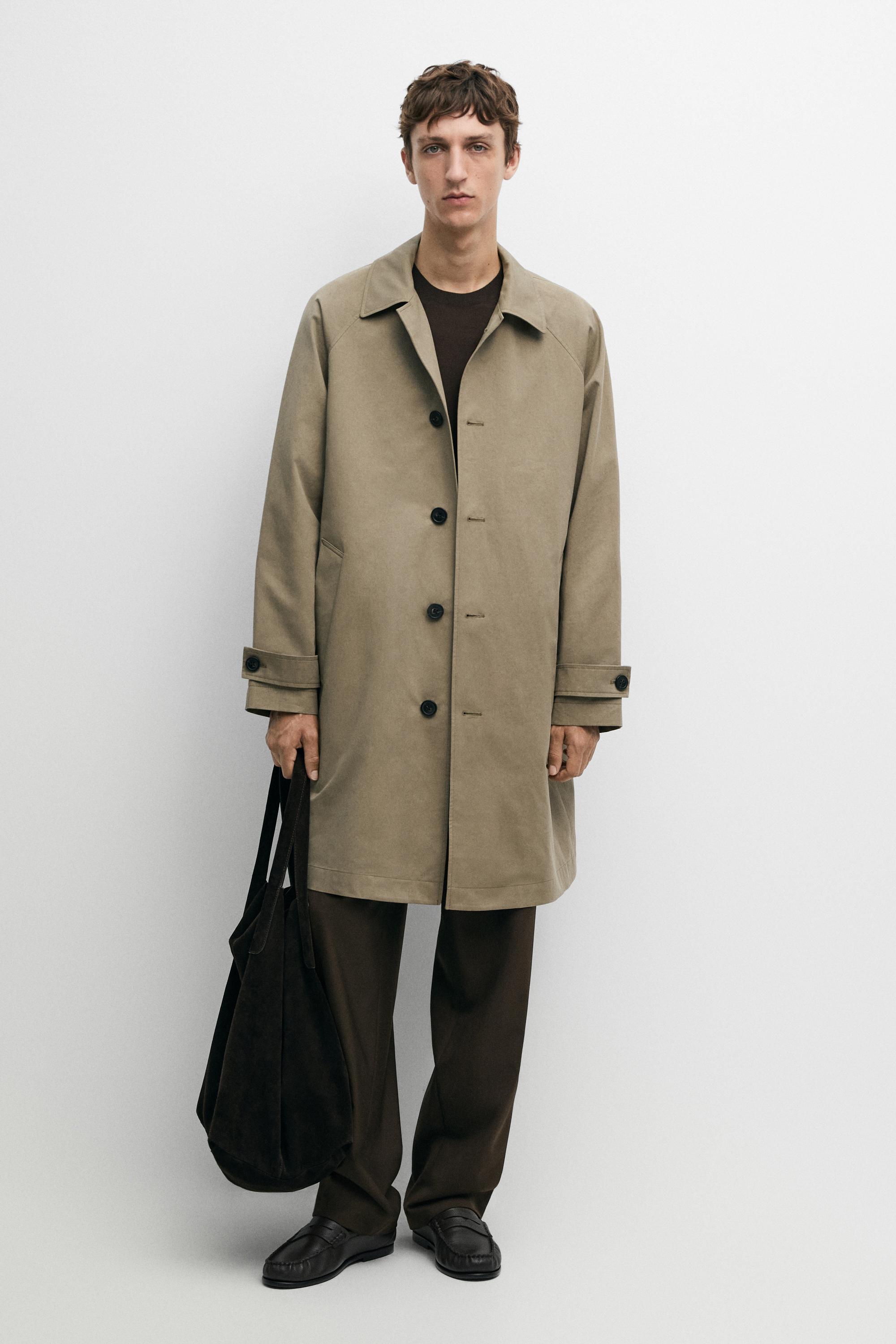 Oversize long 100% cotton trench coat Mole Brown