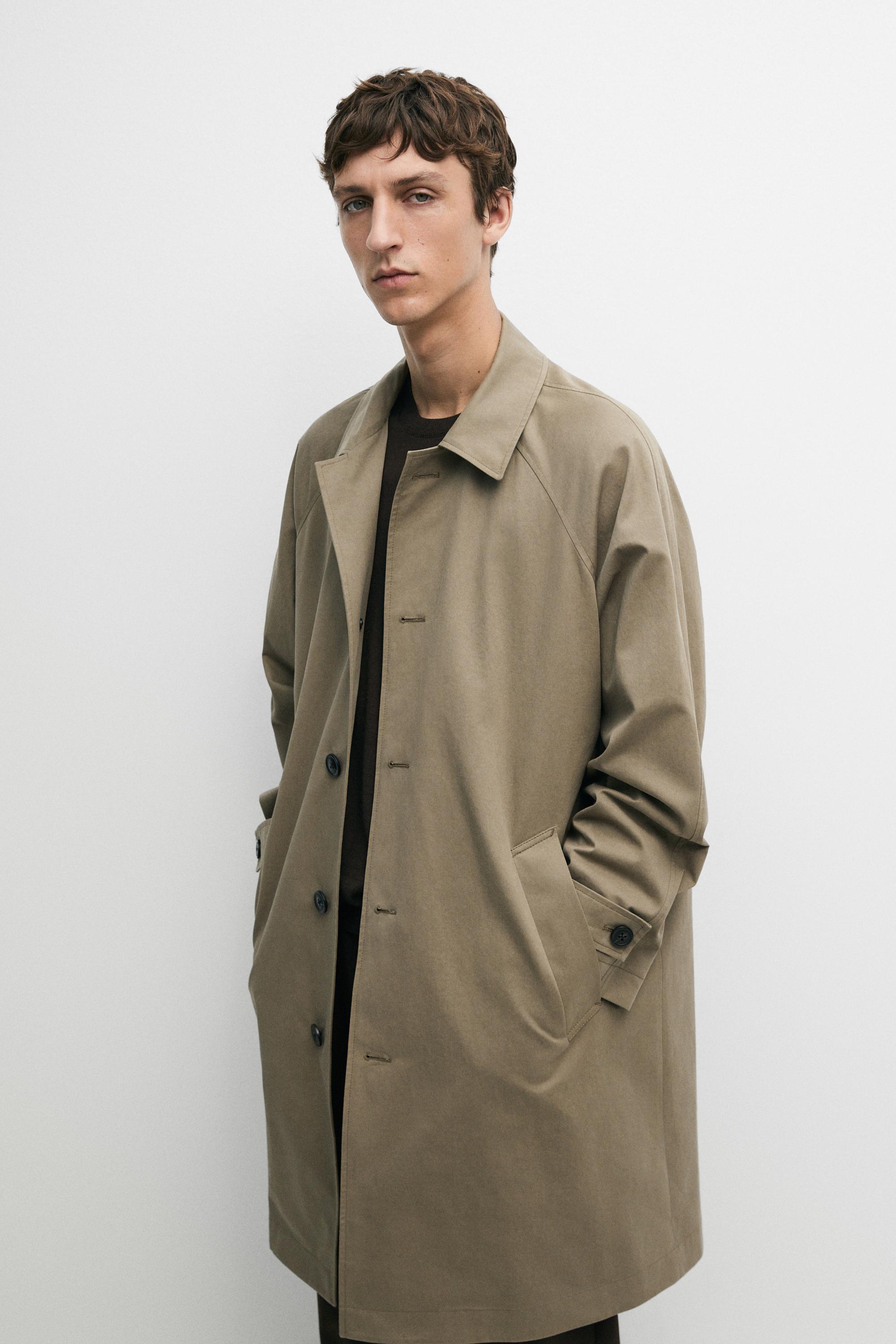 Oversize long 100% cotton trench coat Mole Brown