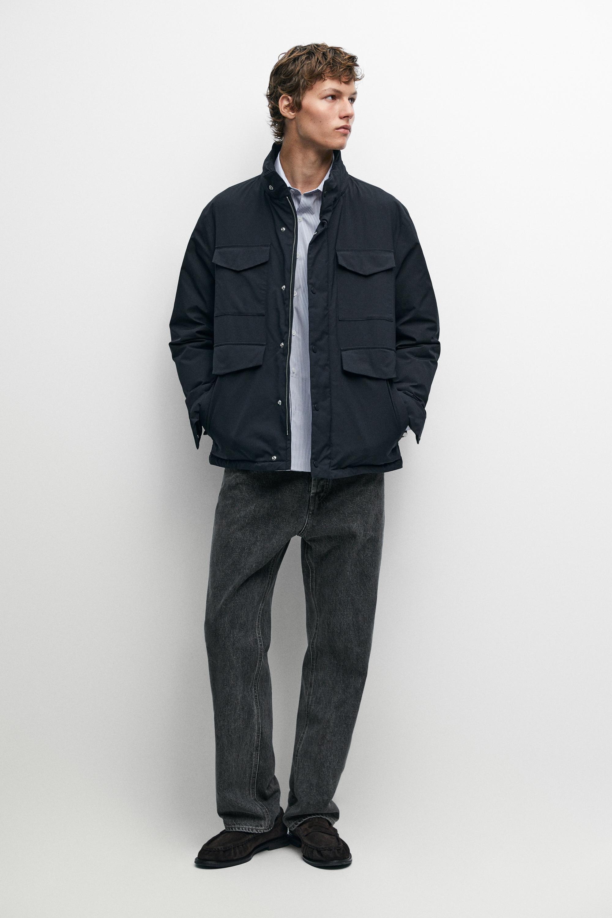 Down jacket with pocket details Dark Navy