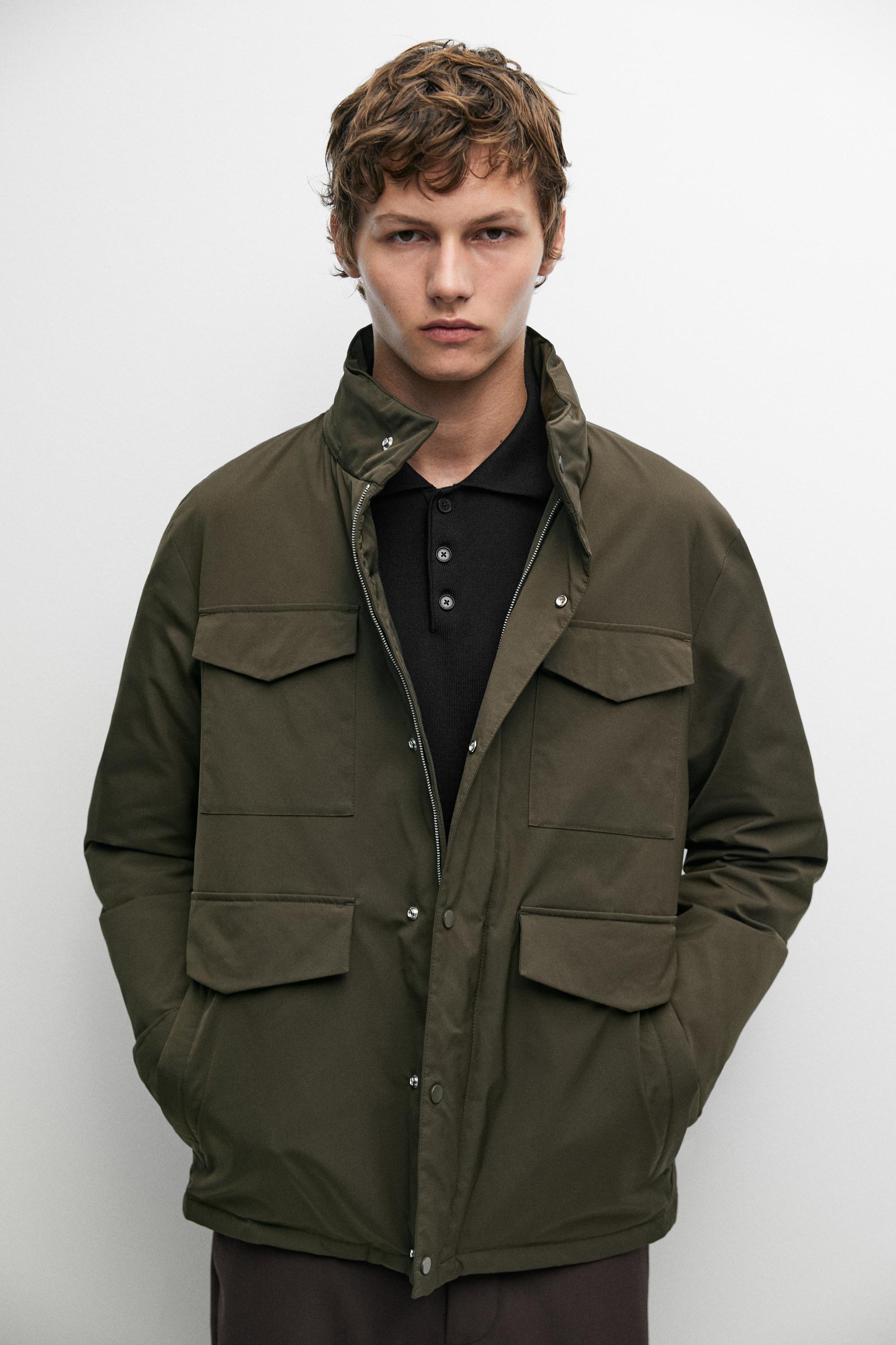 Down jacket with pocket details Khaki