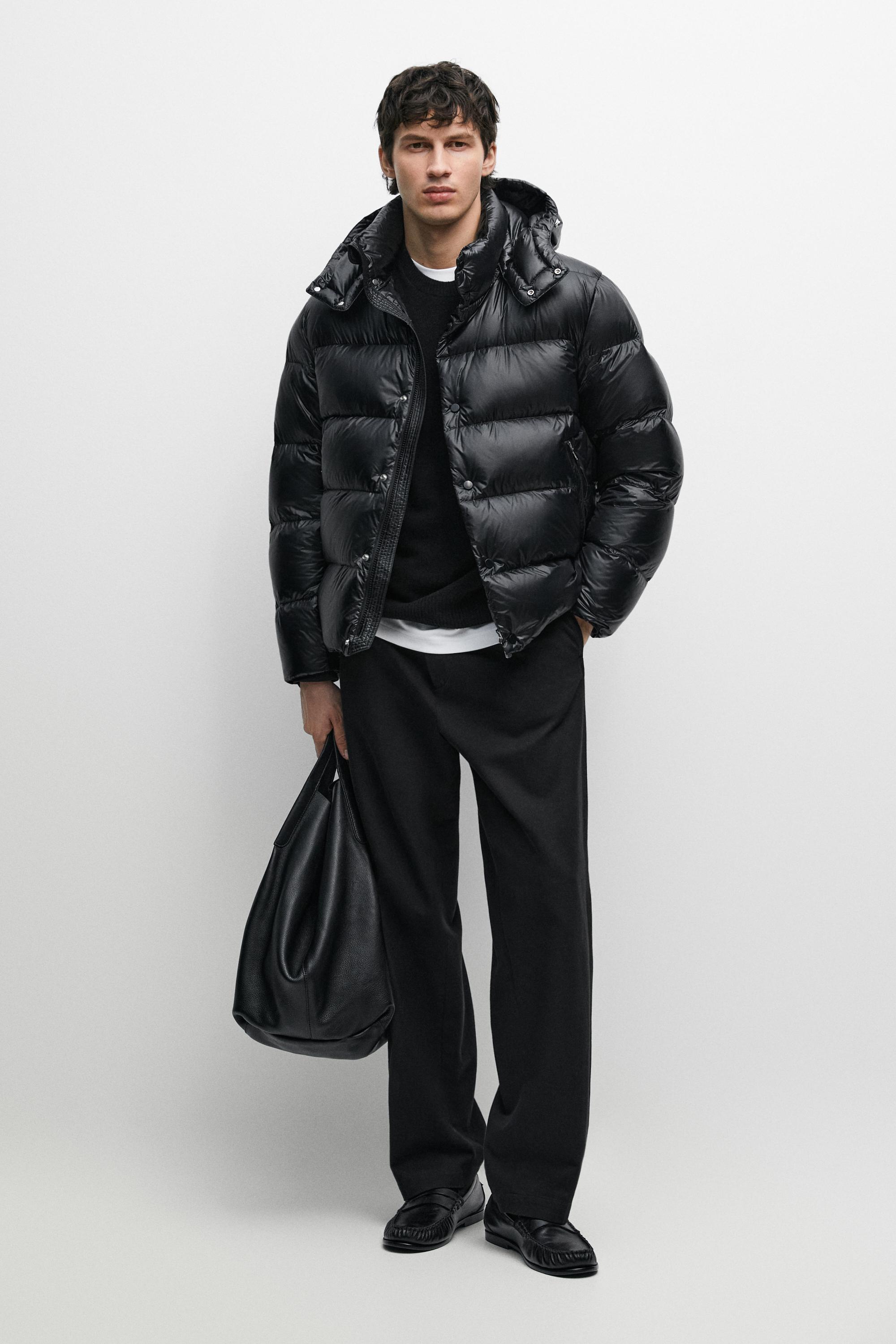 Satin down jacket Black