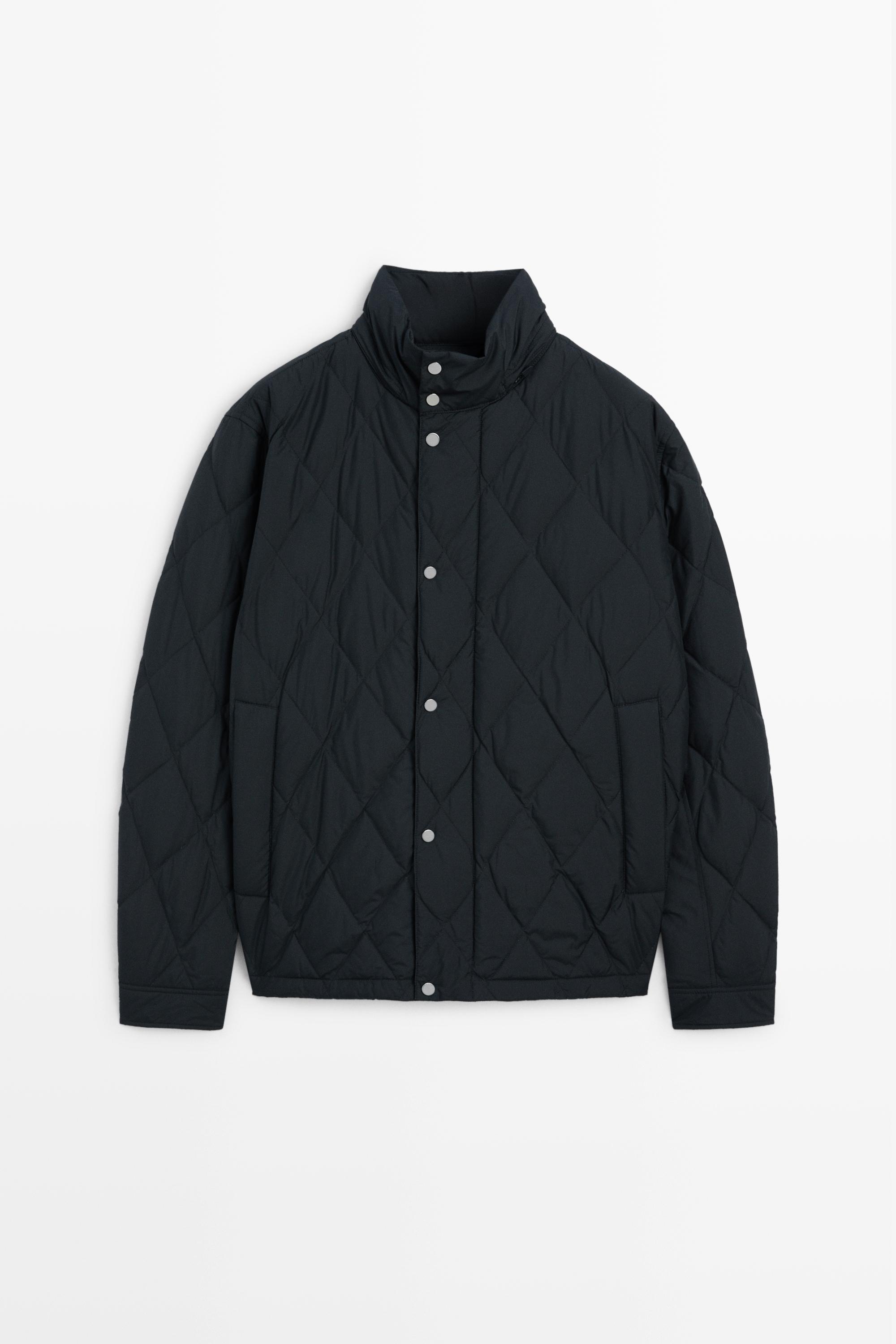 Down jacket with button detail Dark Blue