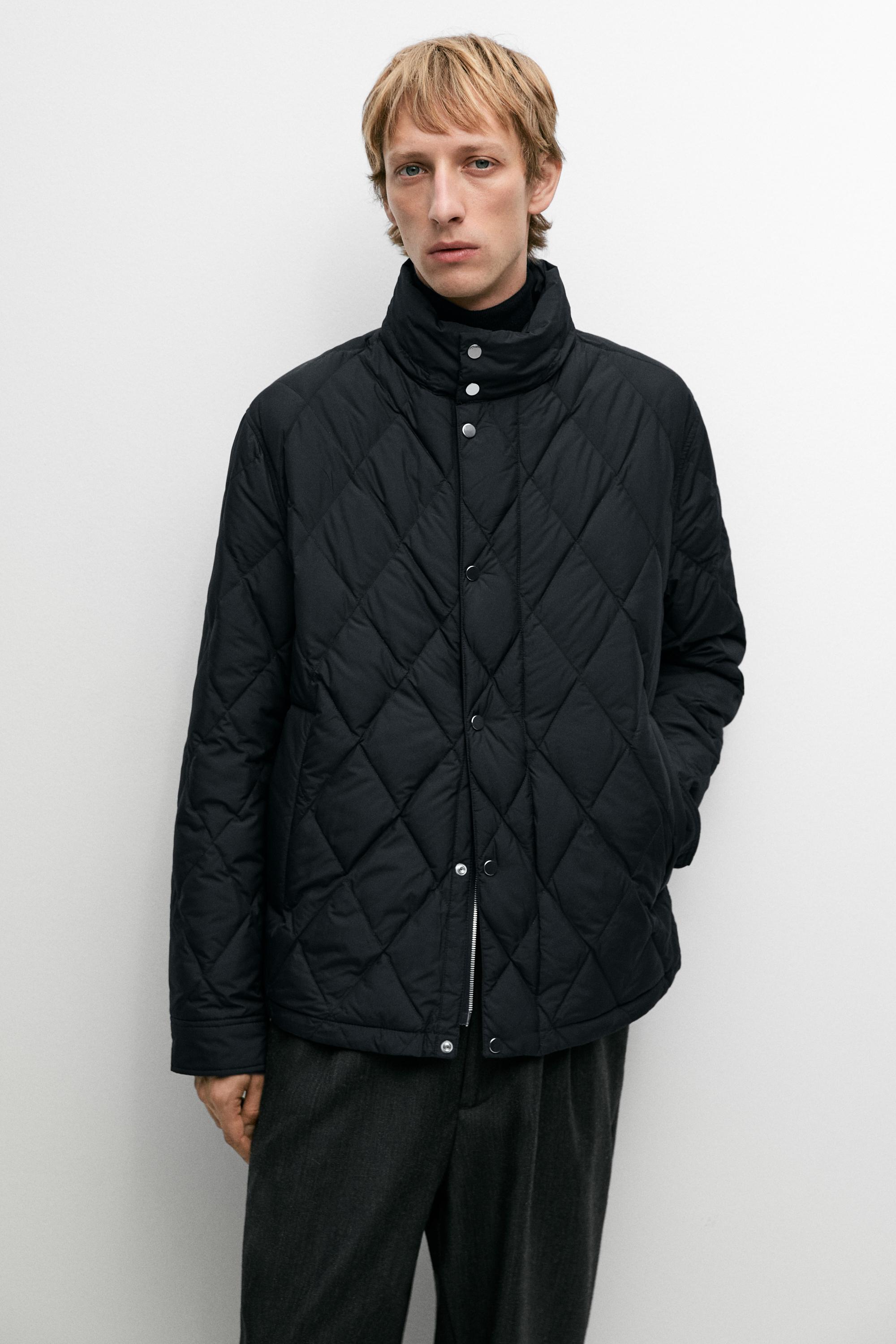 Down jacket with button detail Dark Blue