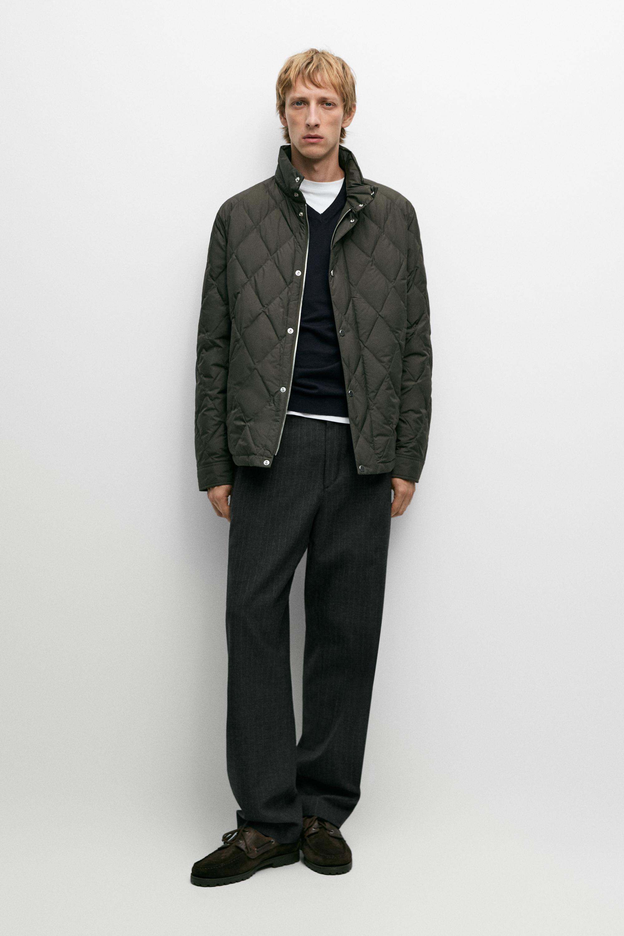 Down jacket with button detail Khaki