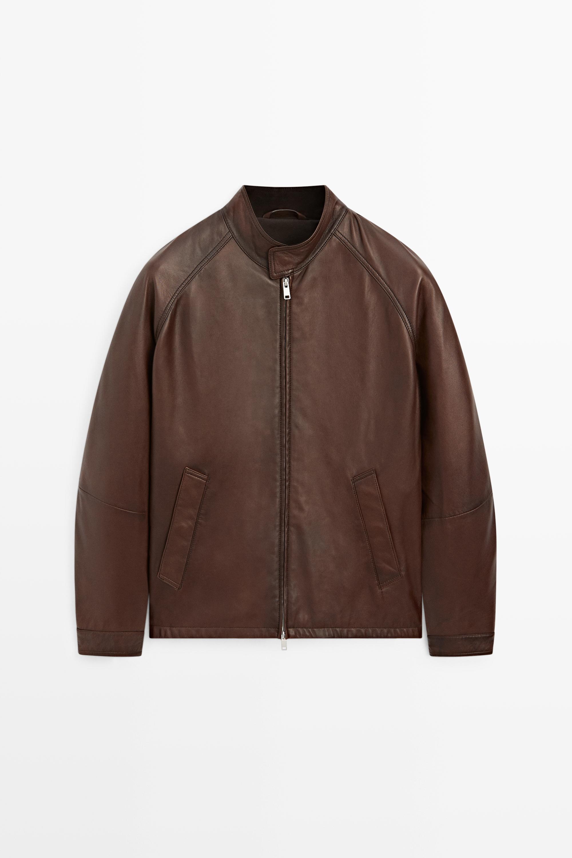 Nappa leather high-neck jacket Leather